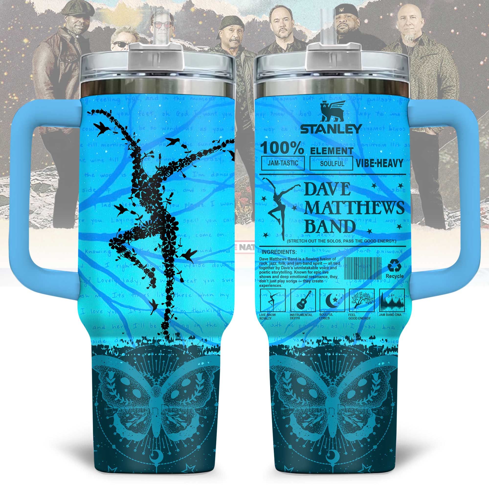 Dave Matthews Music Custom Stanley Quencher 40oz Stainless Steel Tumbler With Handle