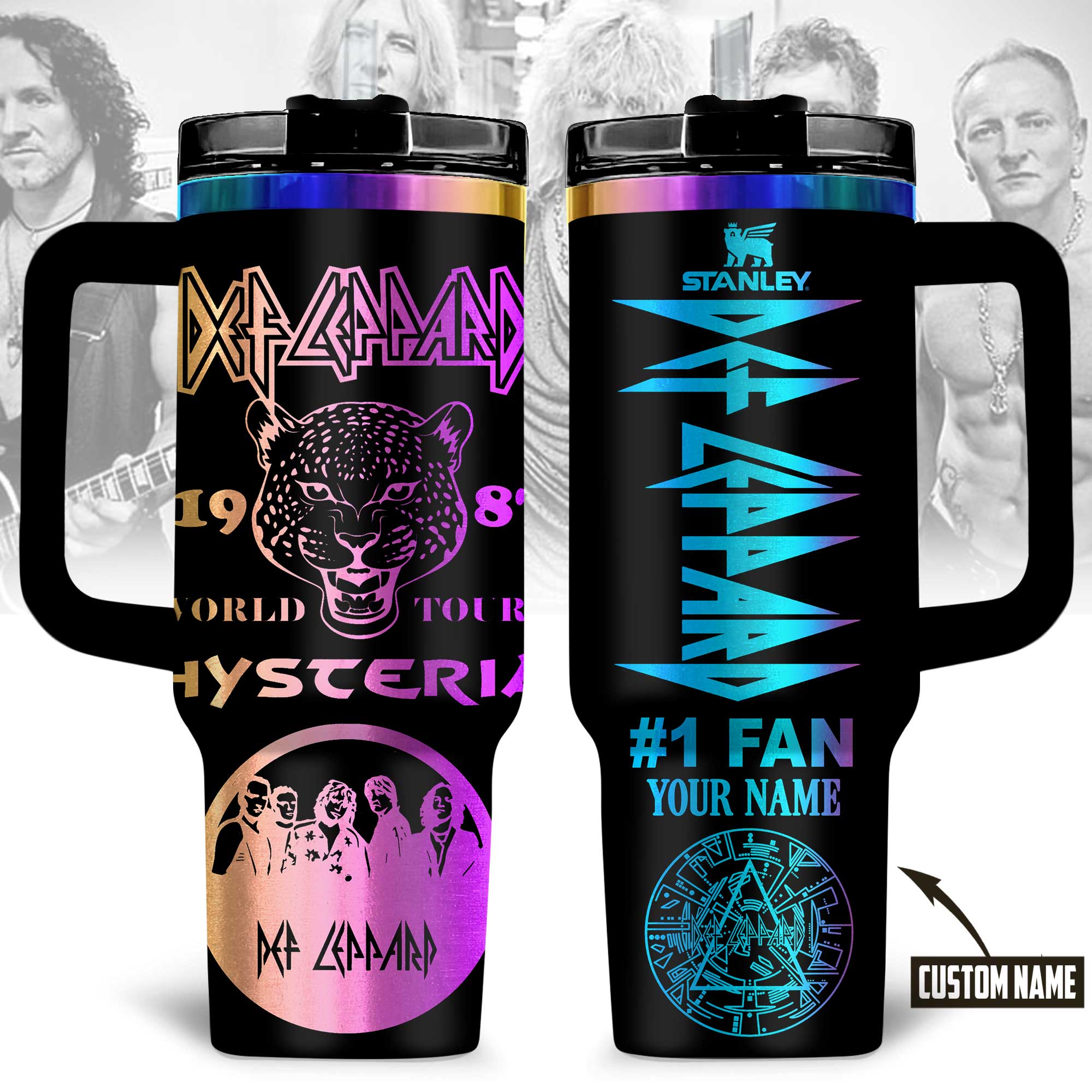 Def Leppard Music Custom Stanley Quencher 40oz Stainless Steel Tumbler With Handle