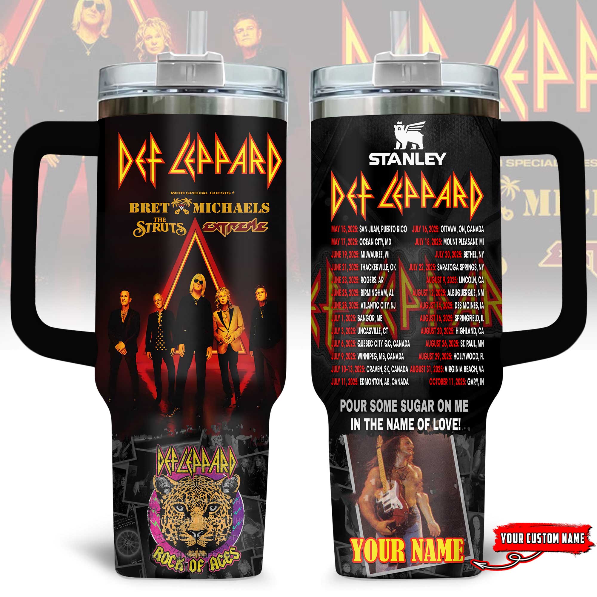 Def Leppard Music Custom Stanley Quencher 40oz Stainless Steel Tumbler With Handle