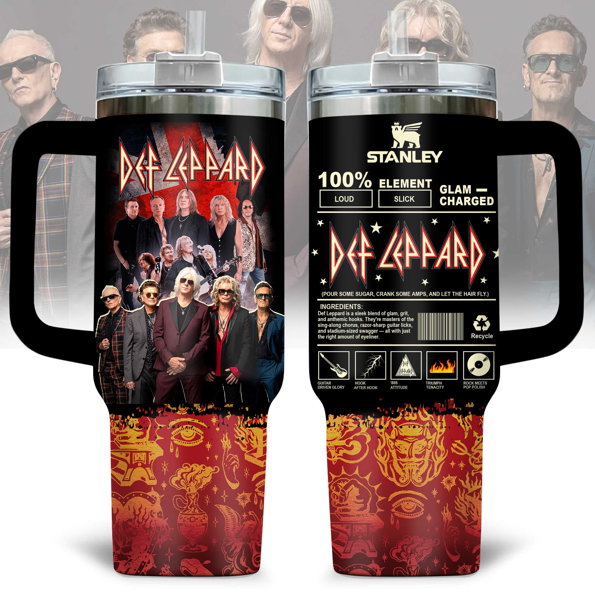 Def Leppard Music Custom Stanley Quencher 40oz Stainless Steel Tumbler With Handle