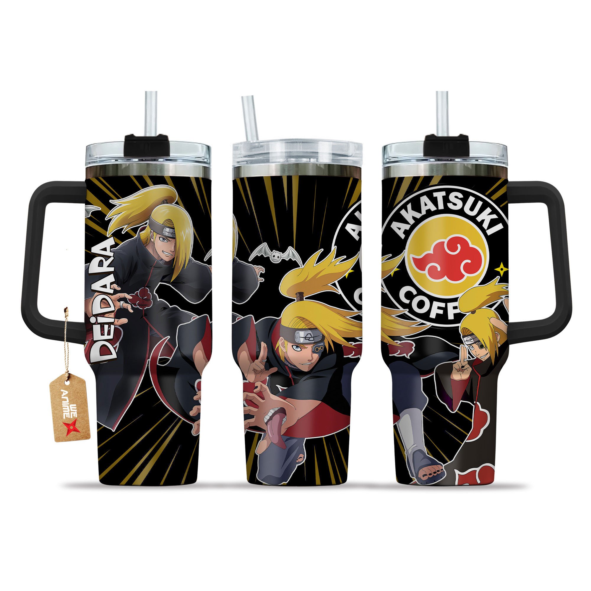 Deidara Naruto Anime Custom Stanley Quencher 40oz Stainless Steel Tumbler With Handle