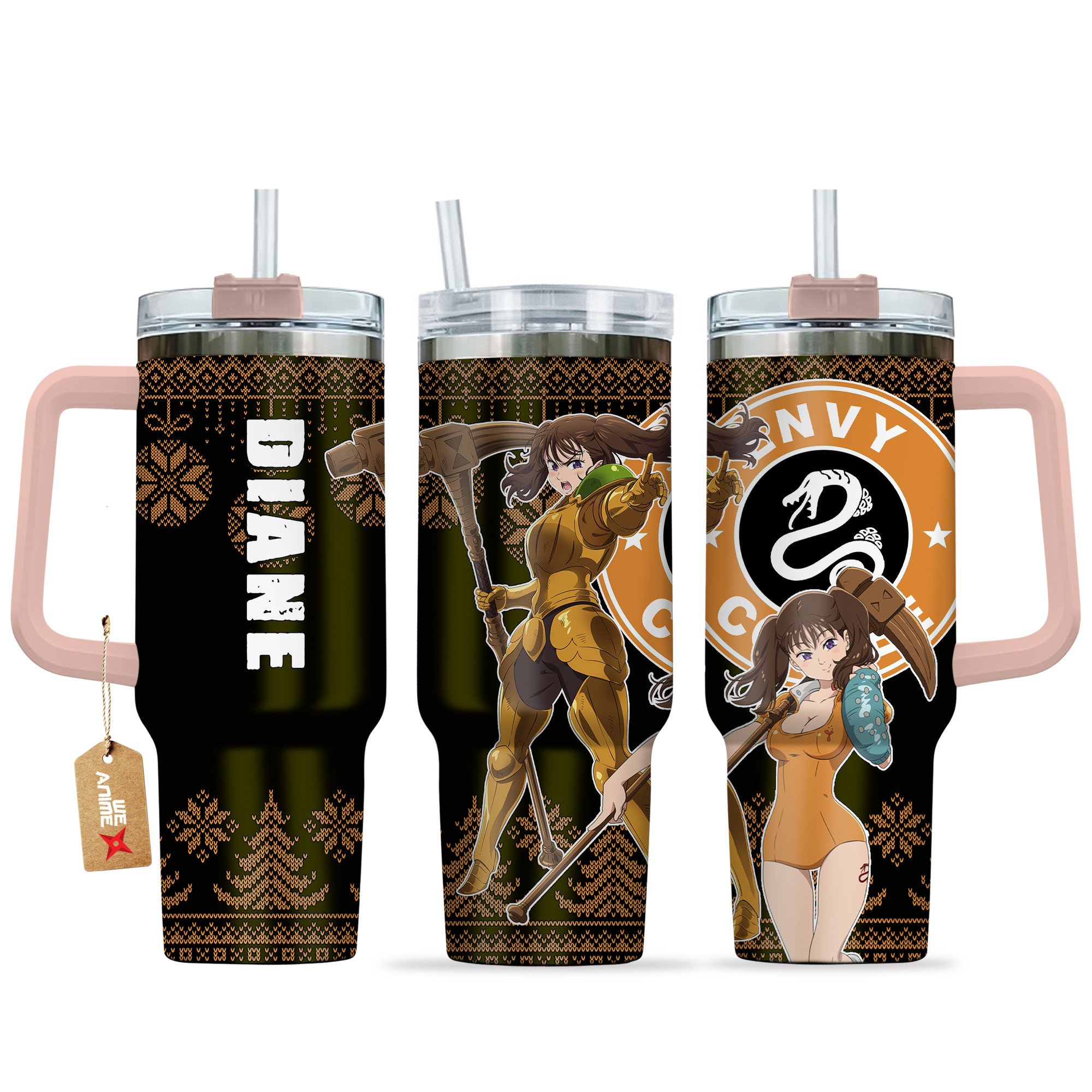 Diane (Envy) The Seven Deadly Sins Anime Custom Stanley Quencher 40oz Stainless Steel Tumbler With Handle