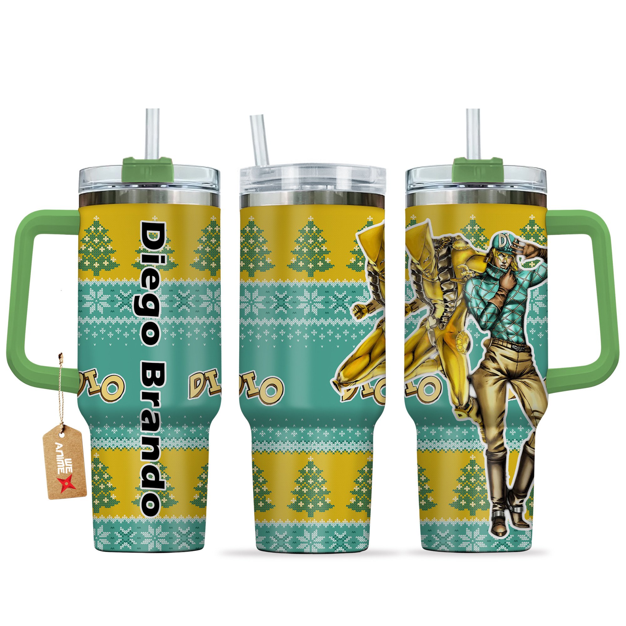 Diego Brando JoJo's Bizarre Anime Custom Stanley Quencher 40oz Stainless Steel Tumbler With Handle