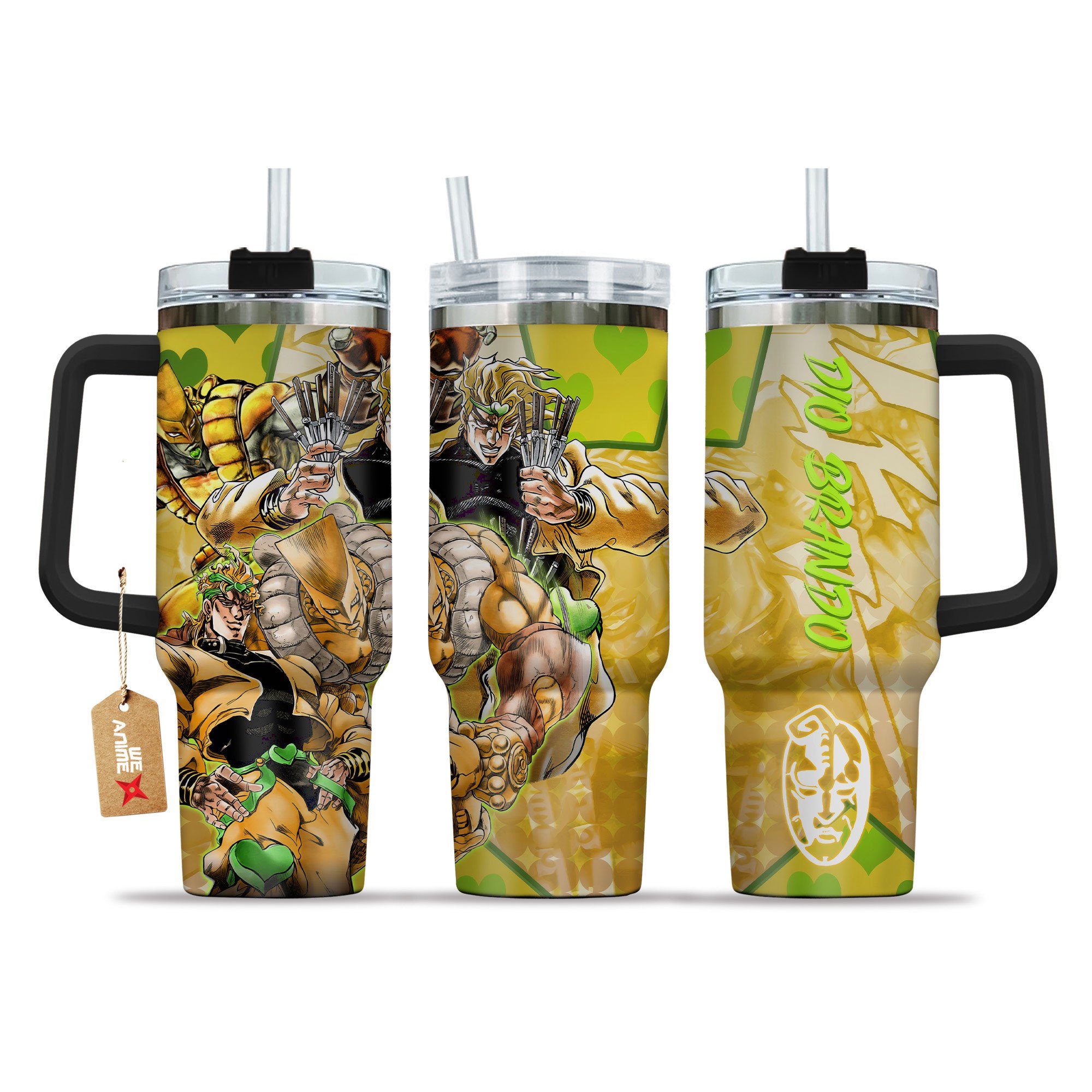 Dio Brando JoJo's Bizarre Anime Custom Stanley Quencher 40oz Stainless Steel Tumbler With Handle