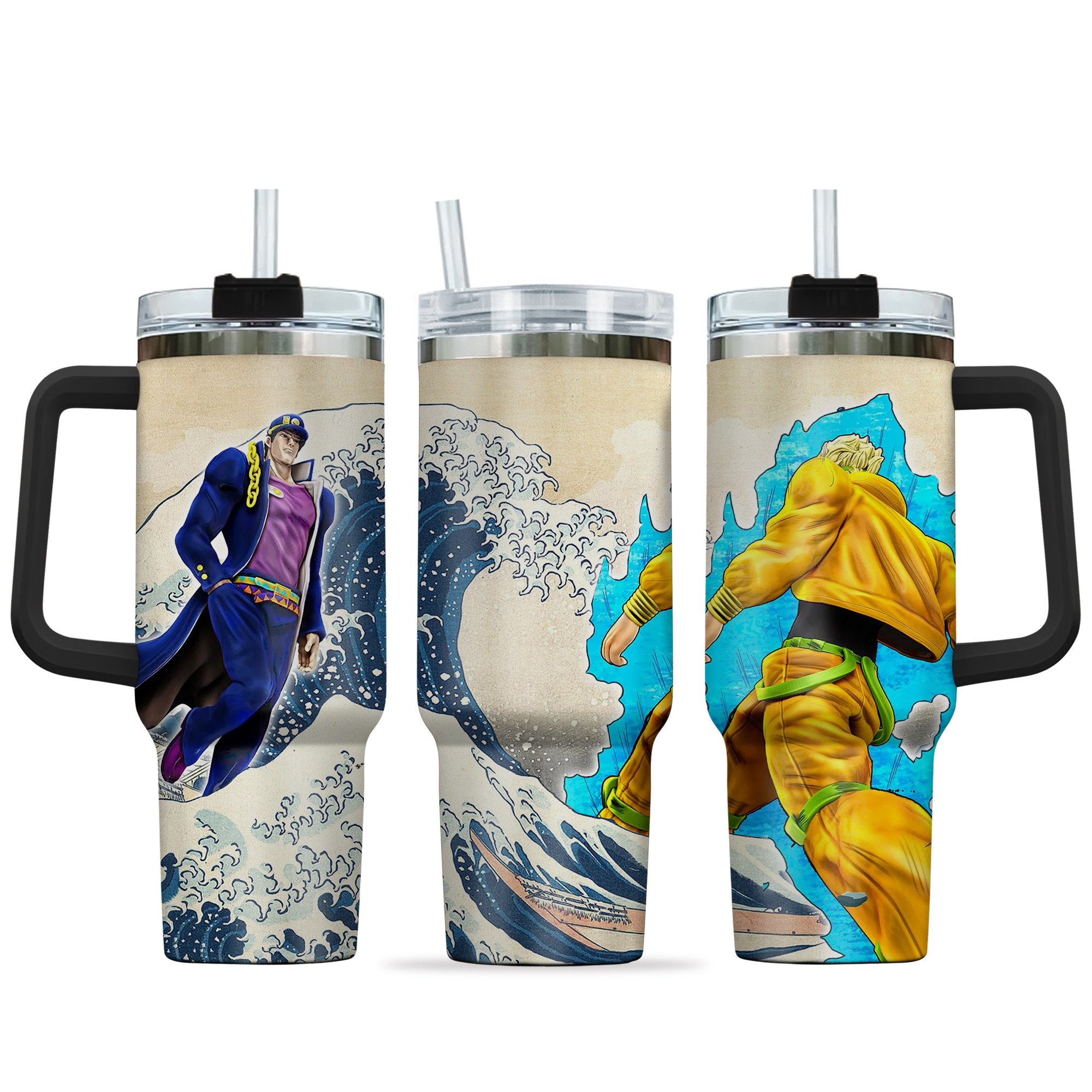 Dio x Jojo Anime Custom Stanley Quencher 40oz Stainless Steel Tumbler With Handle