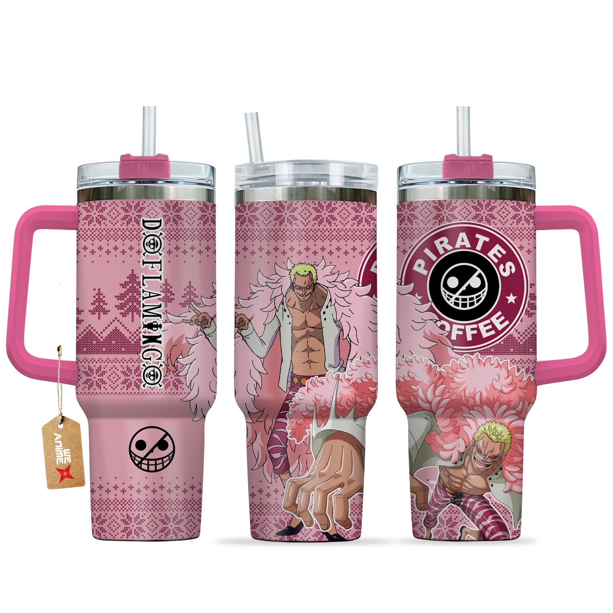 Doflamingo One piece Anime Custom Stanley Quencher 40oz Stainless Steel Tumbler With Handle