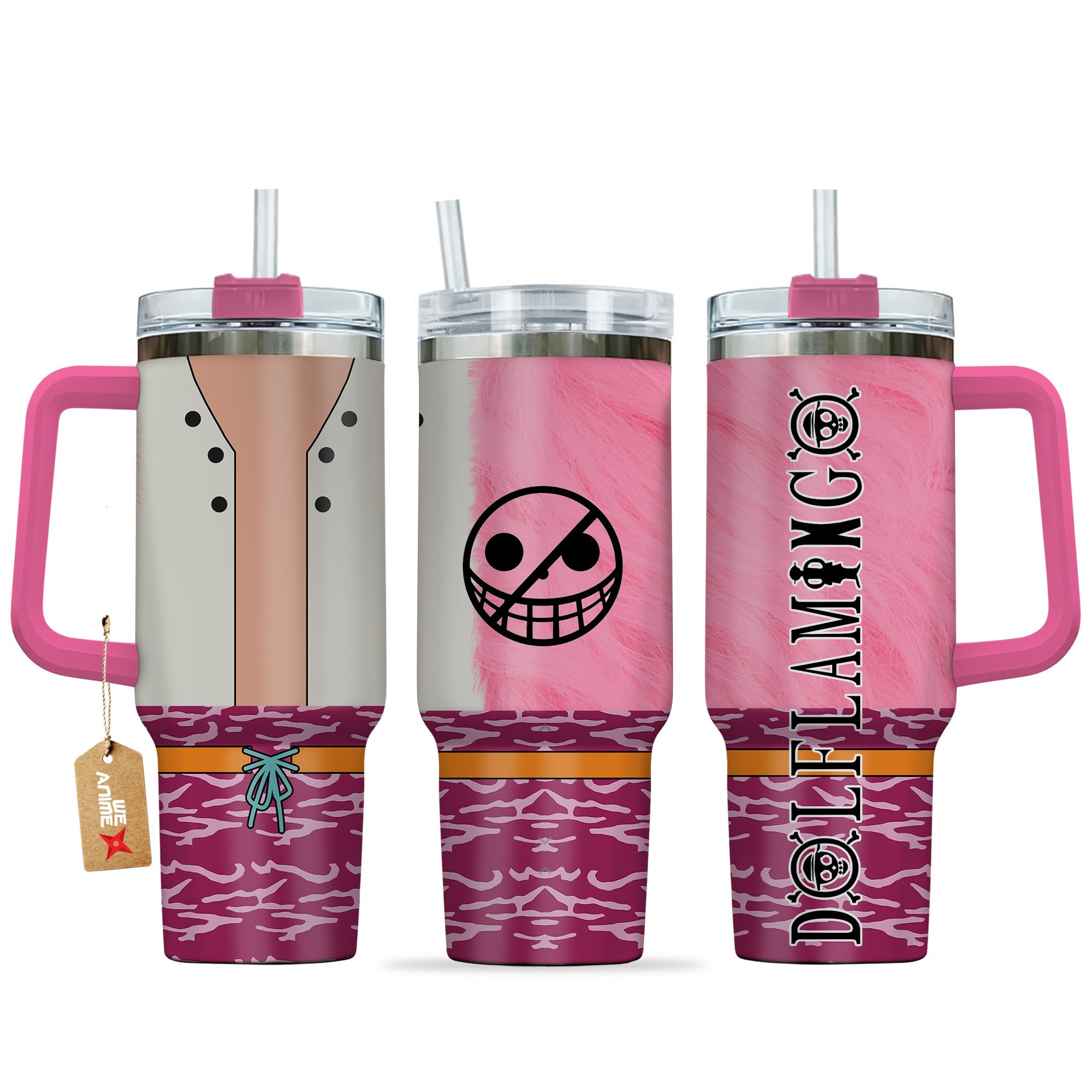 Donquixote Doflamingo One Piece Anime Custom Stanley Quencher 40oz Stainless Steel Tumbler With Handle