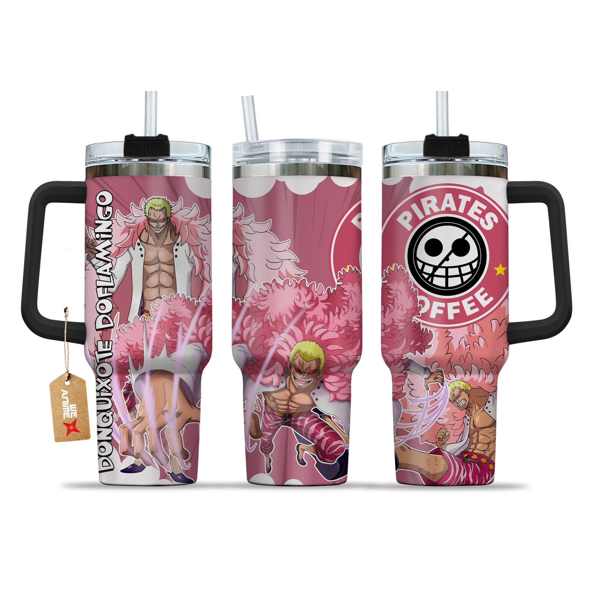 Donquixote Doflamingo One Piece Anime Custom Stanley Quencher 40oz Stainless Steel Tumbler With Handle