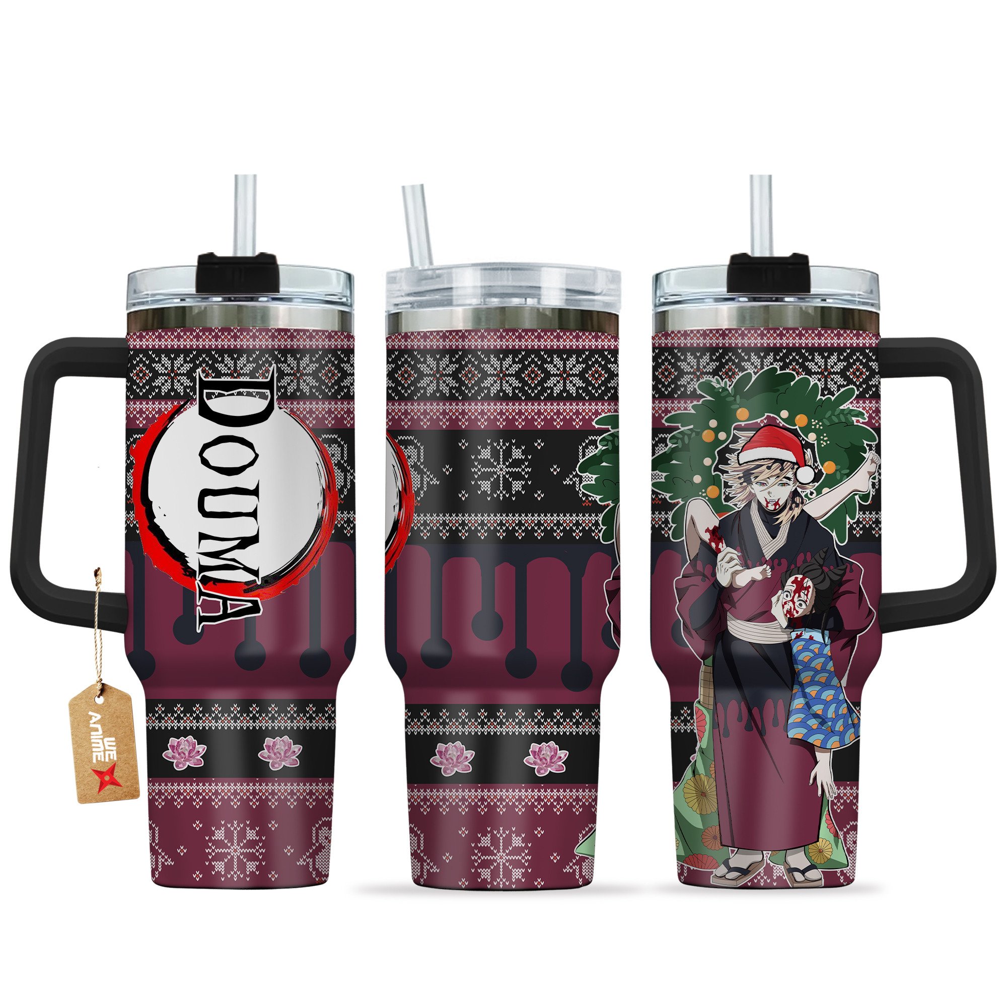 Douma Demon Slayer Anime Custom Stanley Quencher 40oz Stainless Steel Tumbler With Handle