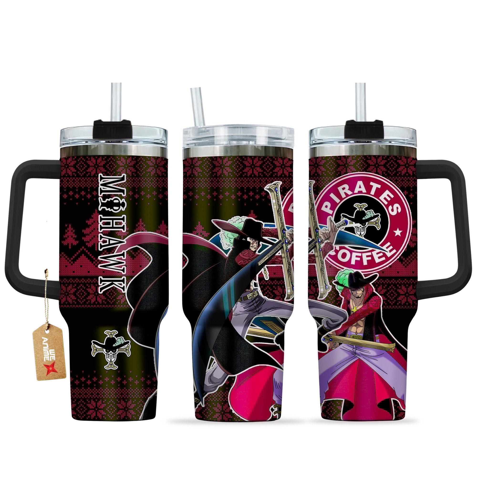 Dracule Mihawk One Piece Anime Custom Stanley Quencher 40oz Stainless Steel Tumbler With Handle