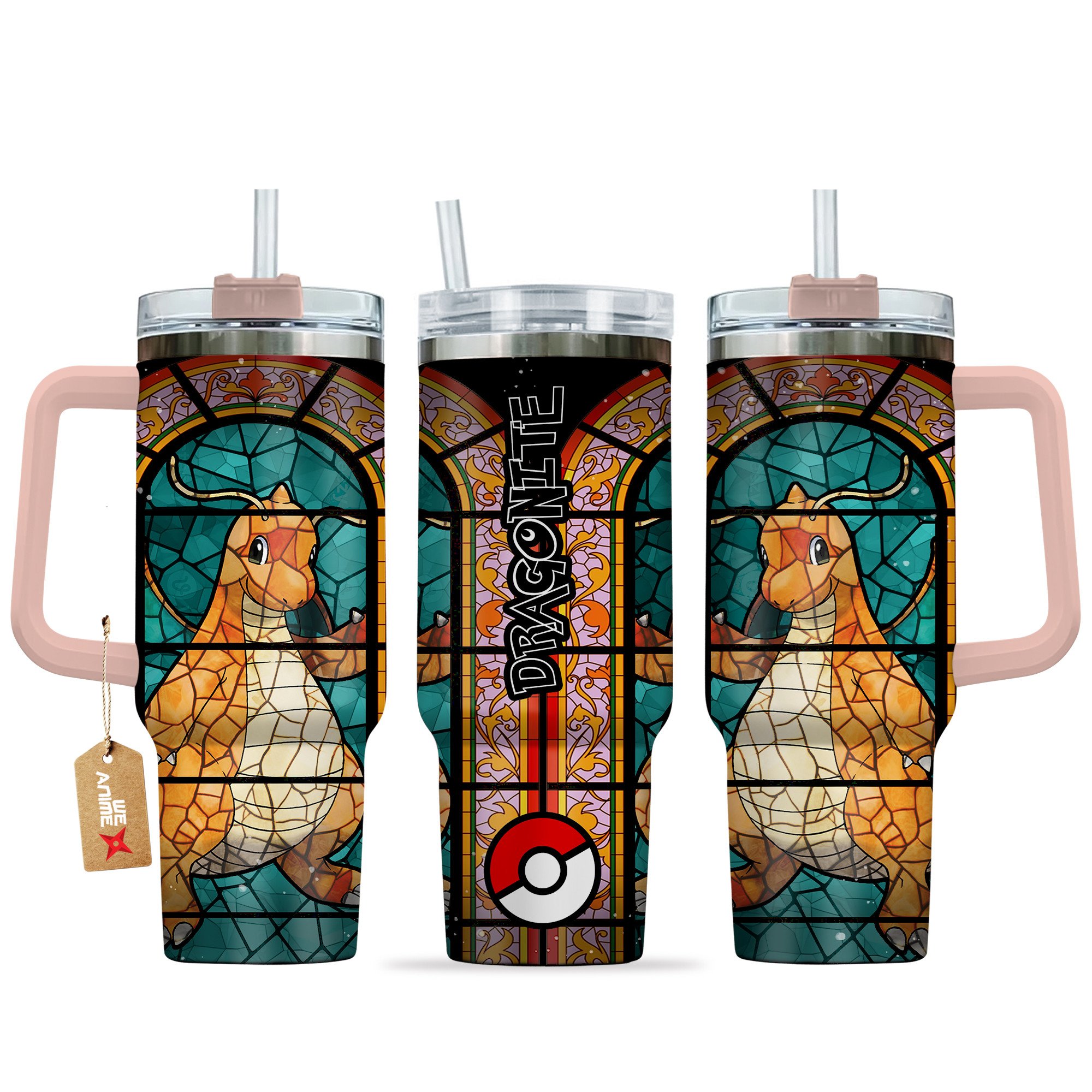Dragonite Pokemon Anime Custom Stanley Quencher 40oz Stainless Steel Tumbler With Handle