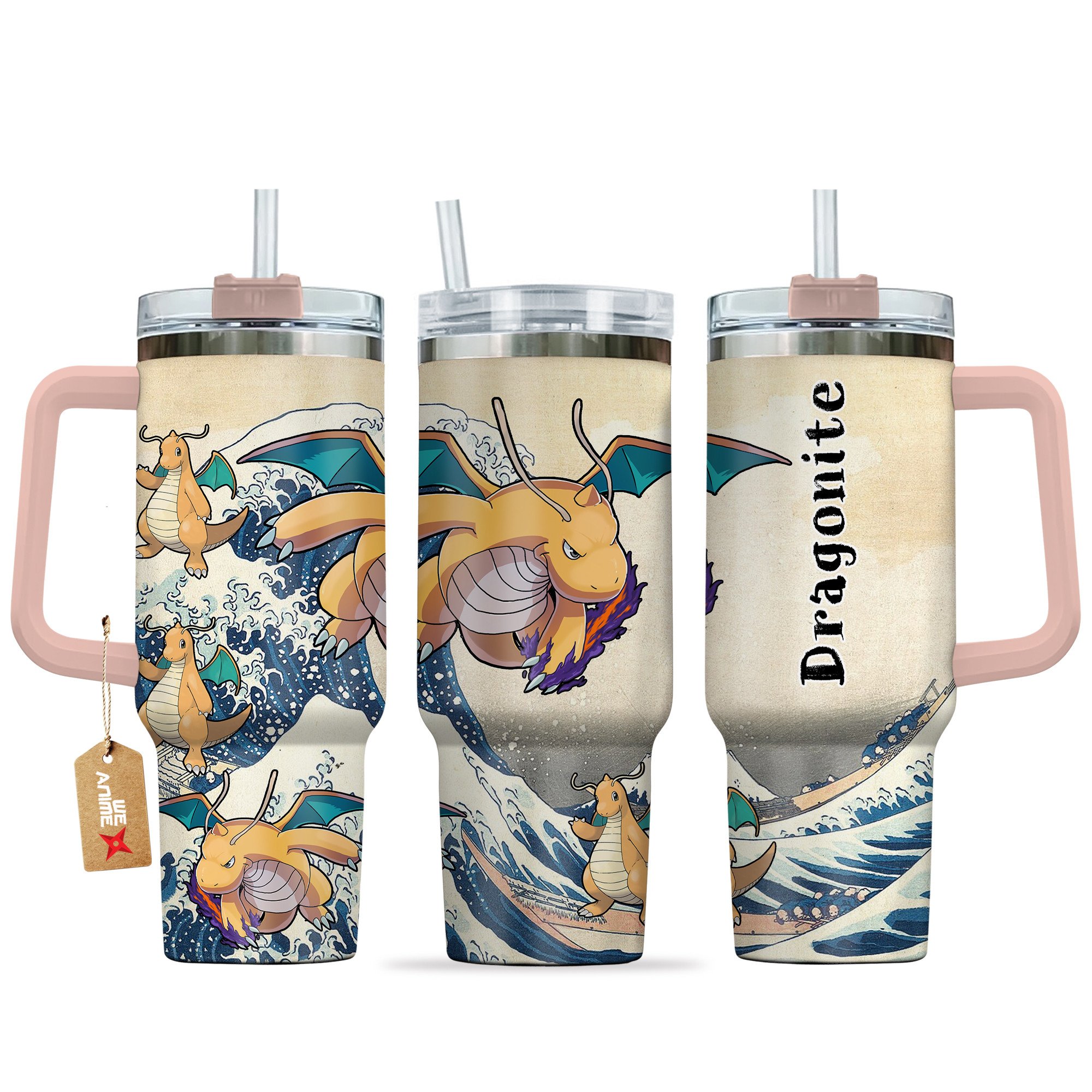 Dragonite Pokemon Anime Custom Stanley Quencher 40oz Stainless Steel Tumbler With Handle