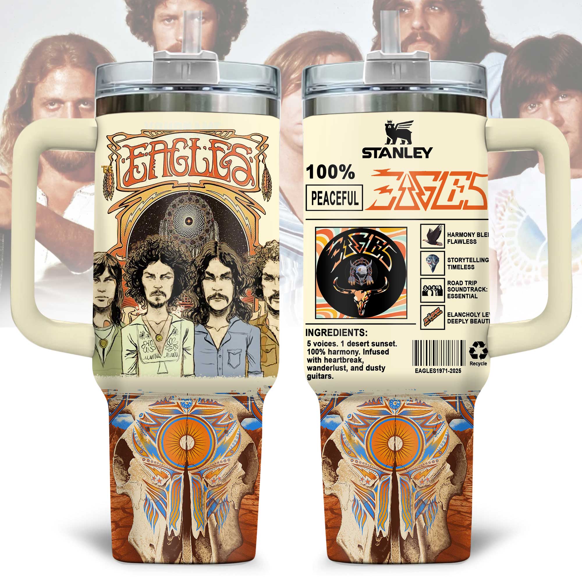 Eagles Band Music Custom Stanley Quencher 40oz Stainless Steel Tumbler With Handle