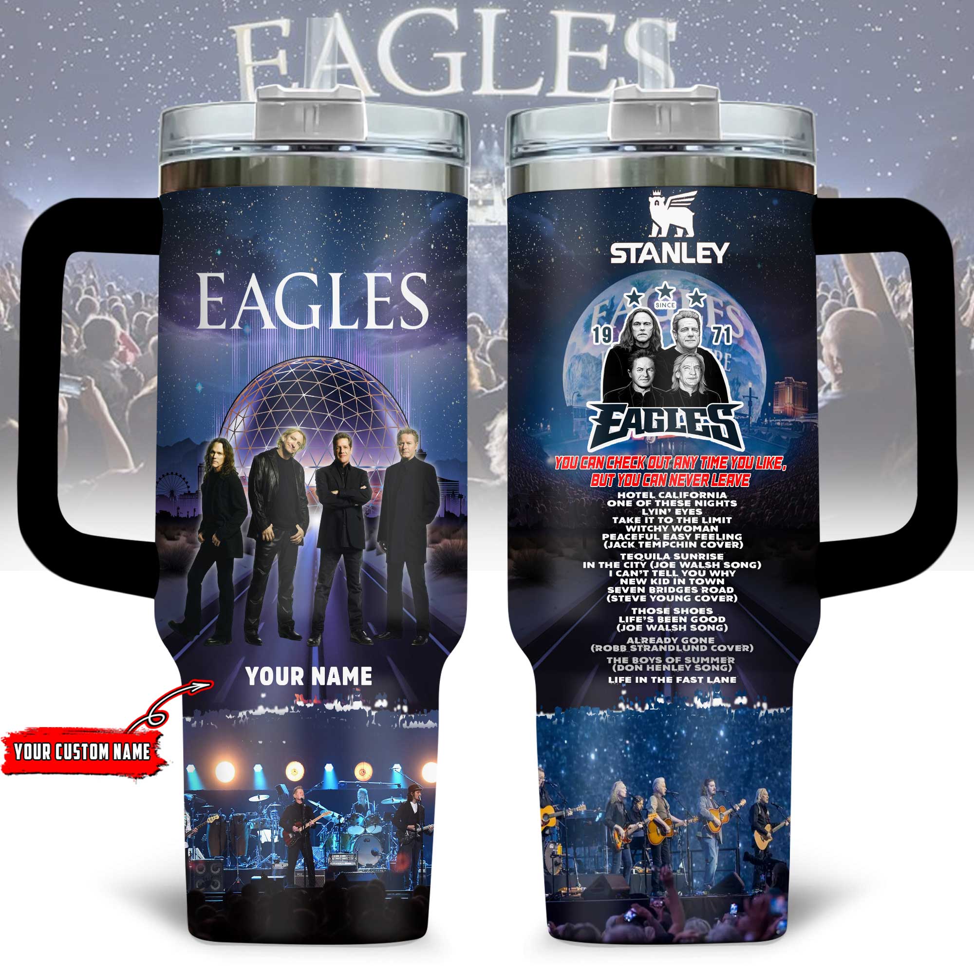 Eagles Band Music Custom Stanley Quencher 40oz Stainless Steel Tumbler With Handle