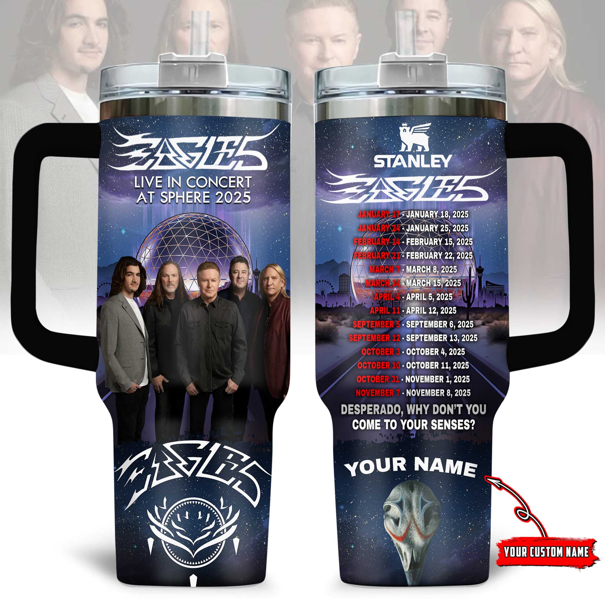 Eagles Band Music Custom Stanley Quencher 40oz Stainless Steel Tumbler With Handle