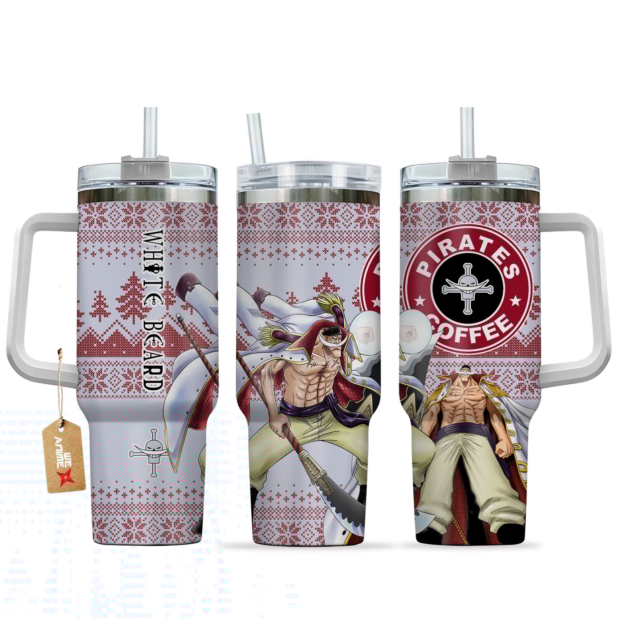 Edward Newgate One Piece Anime Custom Stanley Quencher 40oz Stainless Steel Tumbler With Handle