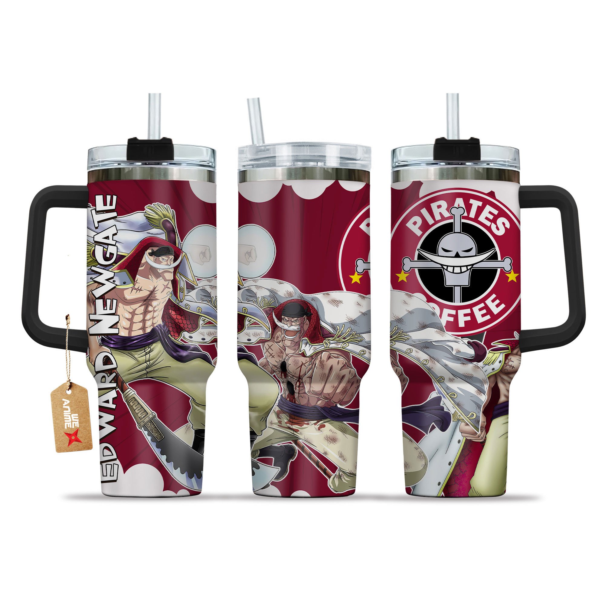 Edward Newgate One Piece Anime Custom Stanley Quencher 40oz Stainless Steel Tumbler With Handle