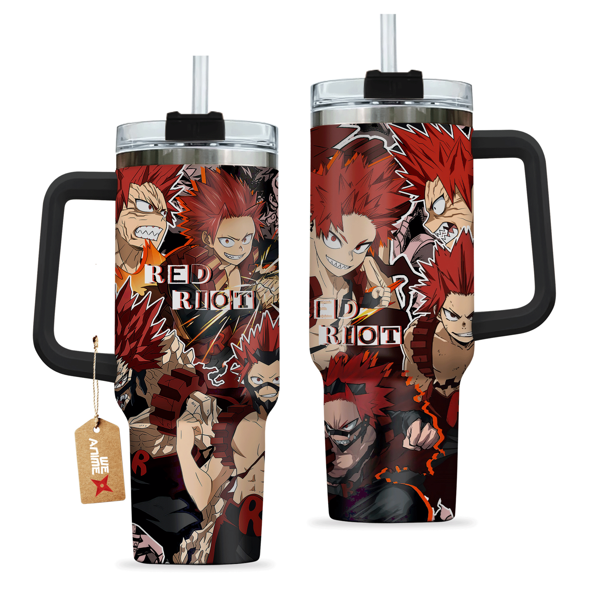 Eijiro Kirishima Red Riot My Hero Academia Anime Custom Stanley Quencher 40oz Stainless Steel Tumbler With Handle