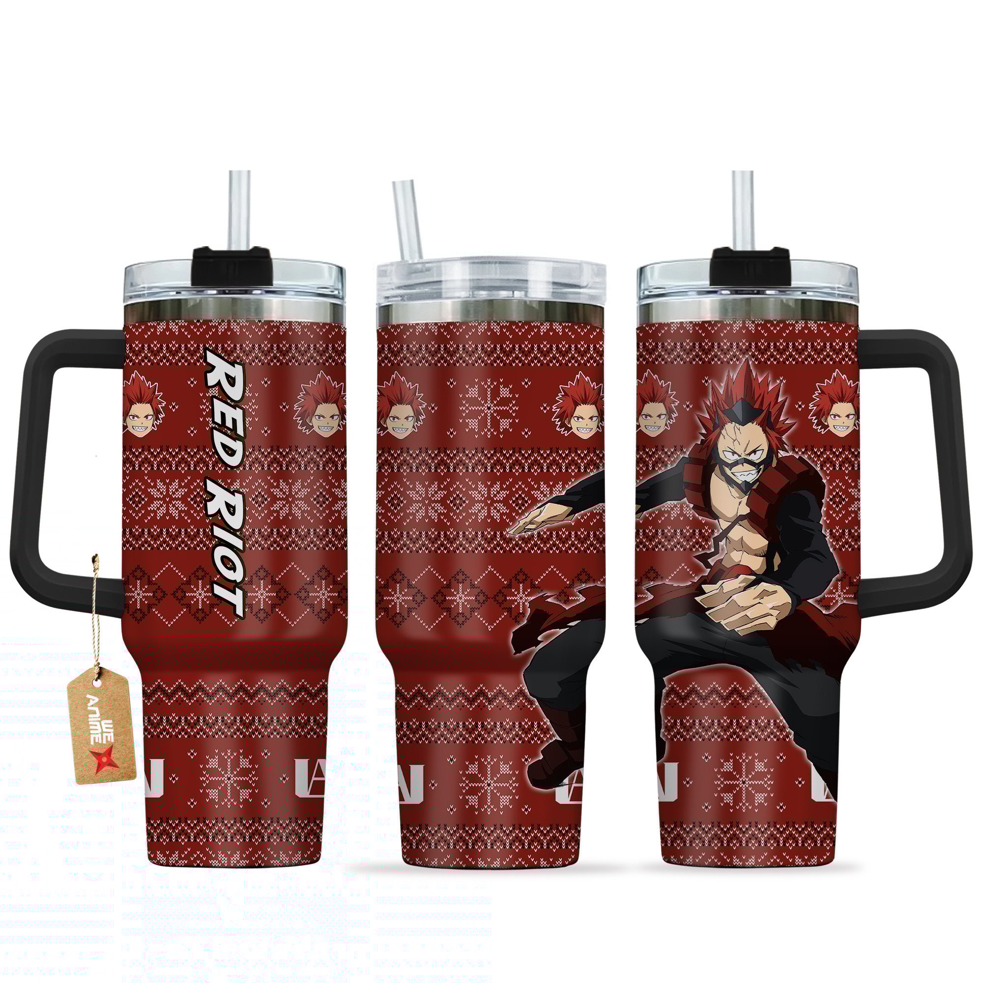 Eijiro Kirishima (Red Riot) My Hero Academia Anime Custom Stanley Quencher 40oz Stainless Steel Tumbler With Handle