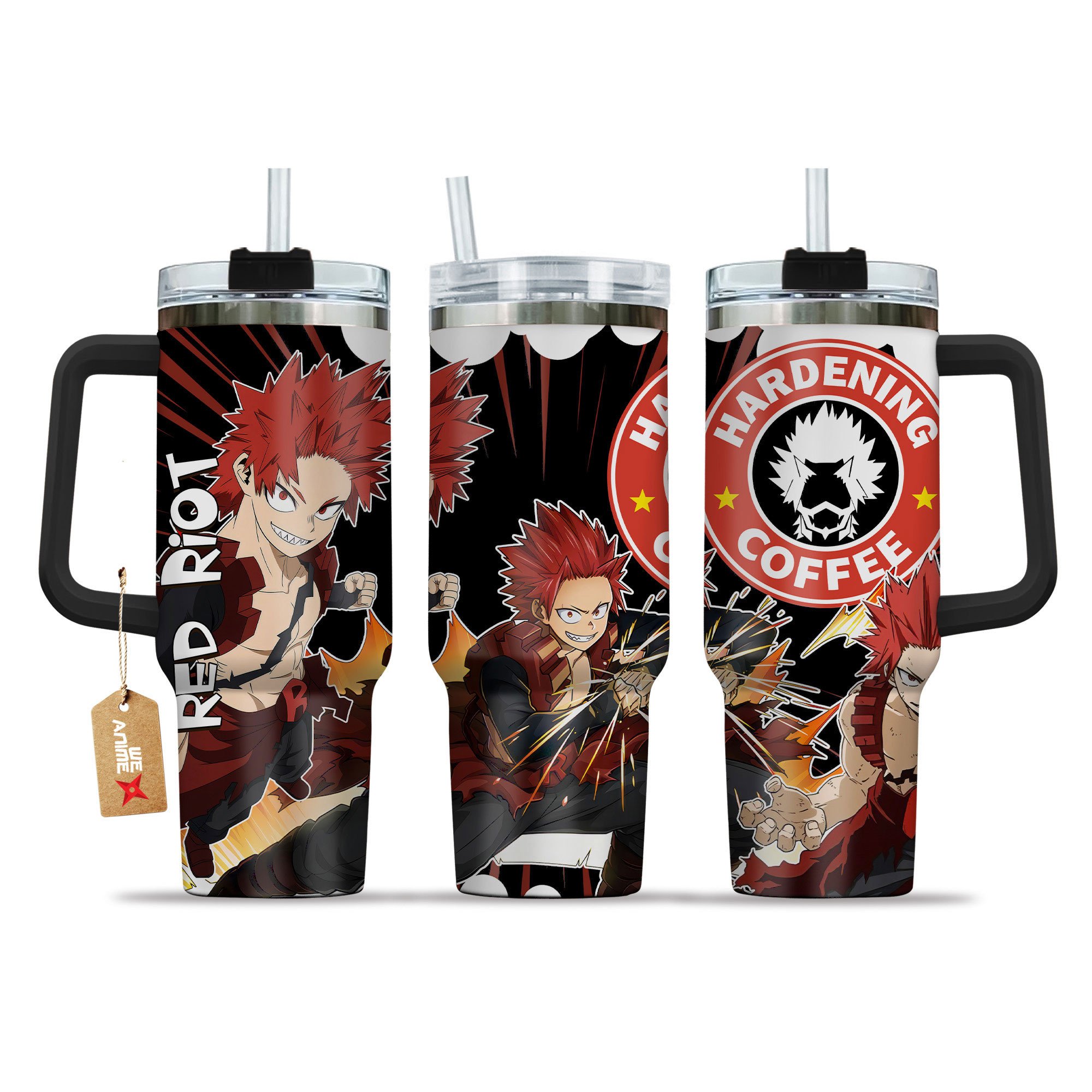 Eijiro Kirishima (Red Riot) My Hero Academia Anime Custom Stanley Quencher 40oz Stainless Steel Tumbler With Handle