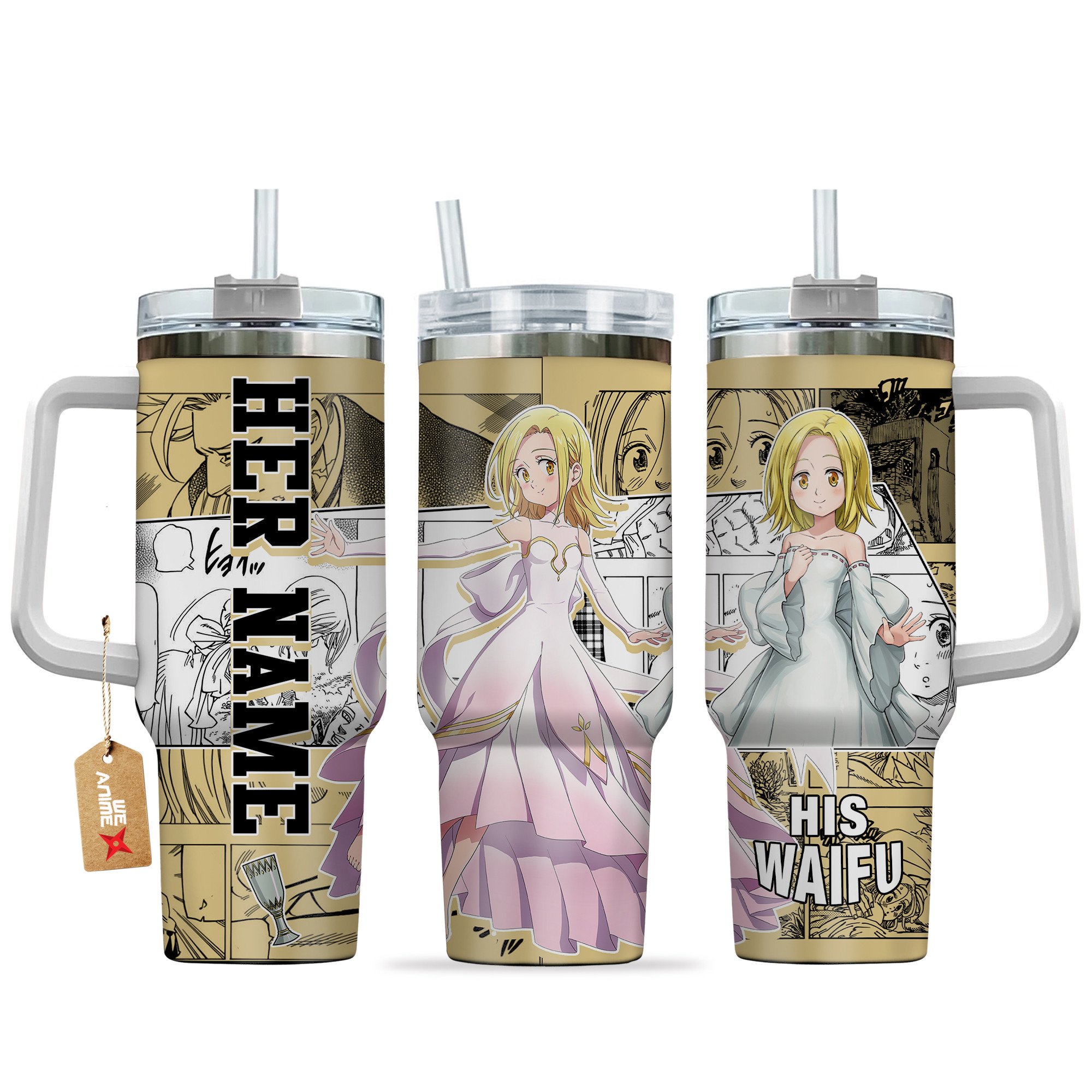 Elaine The Seven Deadly Sins Anime Valentine Custom Stanley Quencher 40oz Stainless Steel Tumbler With Handle