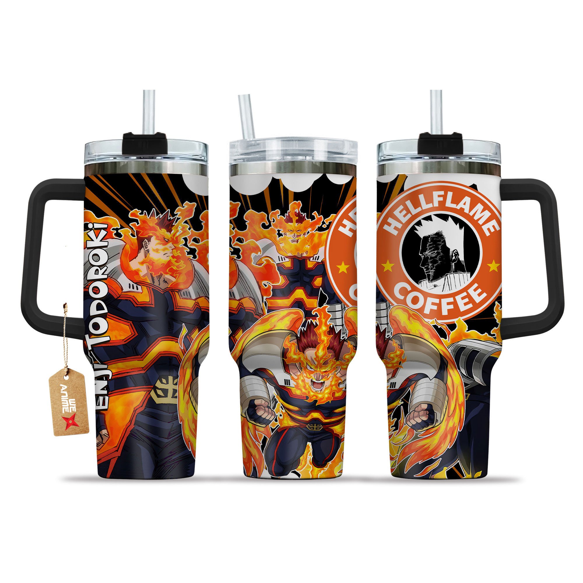 Enji Todoroki My Hero Academia Anime Custom Stanley Quencher 40oz Stainless Steel Tumbler With Handle