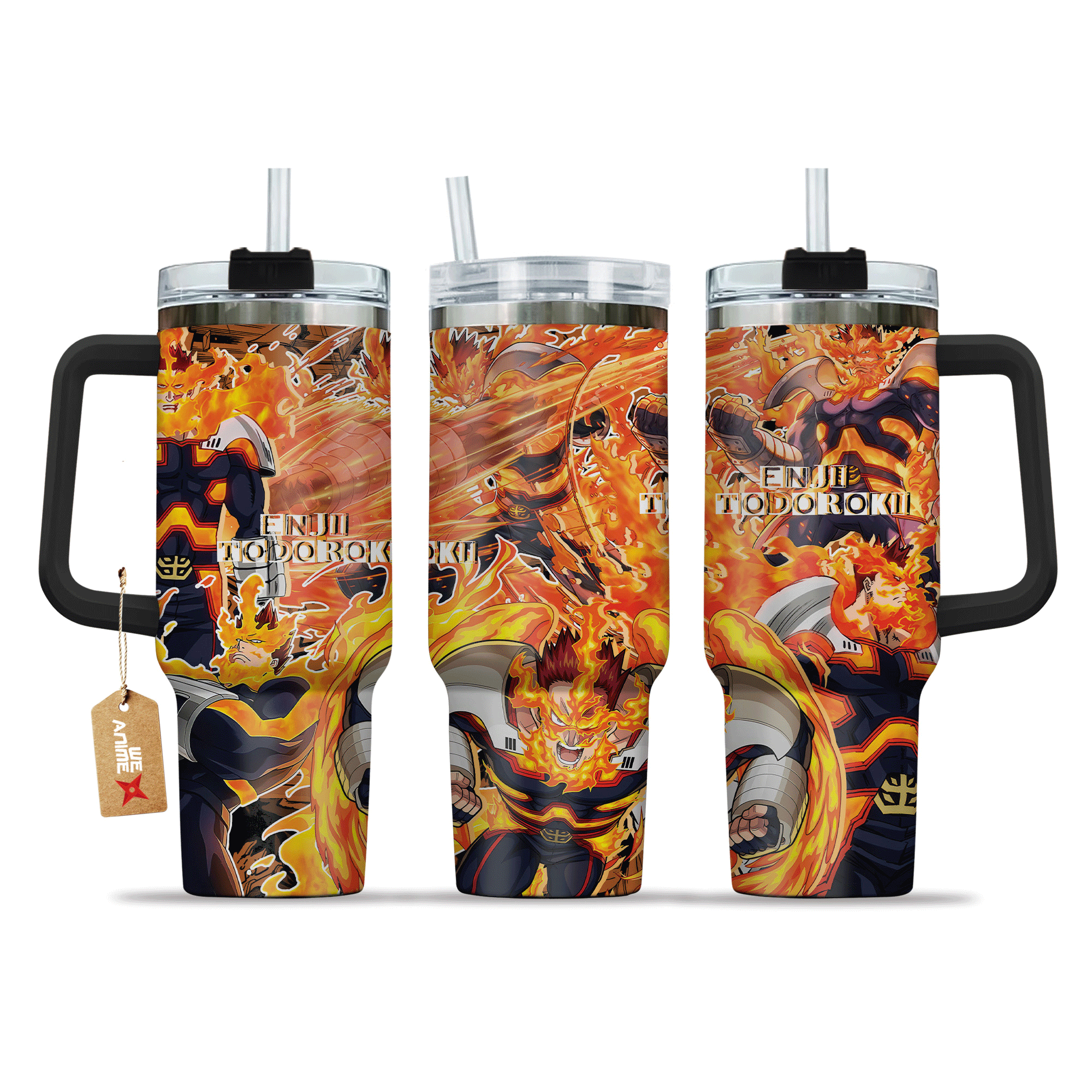 Enji Todoroki My Hero Academia Anime Custom Stanley Quencher 40oz Stainless Steel Tumbler With Handle