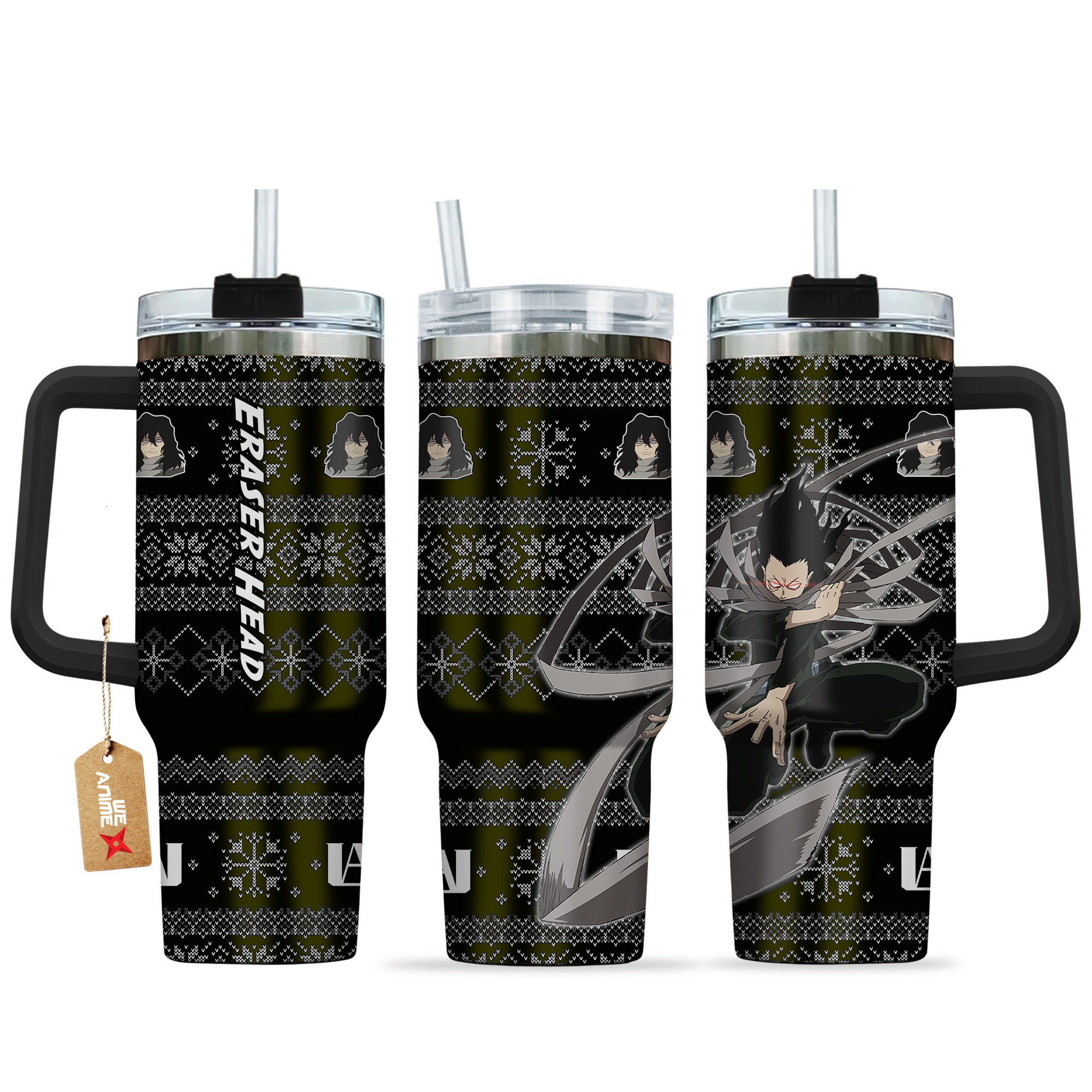 Eraser Head My Hero Academia Anime Custom Stanley Quencher 40oz Stainless Steel Tumbler With Handle