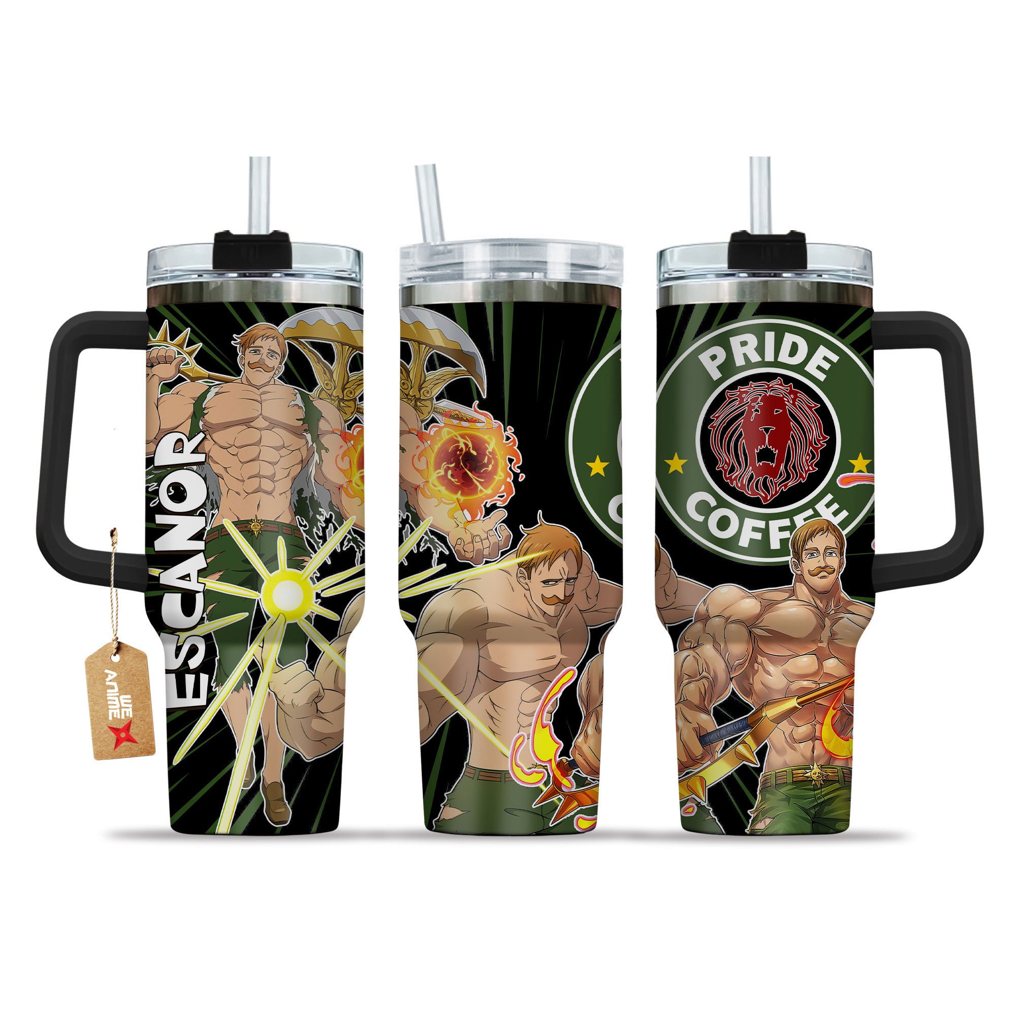 Escanor The Seven Deadly Sins Anime Custom Stanley Quencher 40oz Stainless Steel Tumbler With Handle