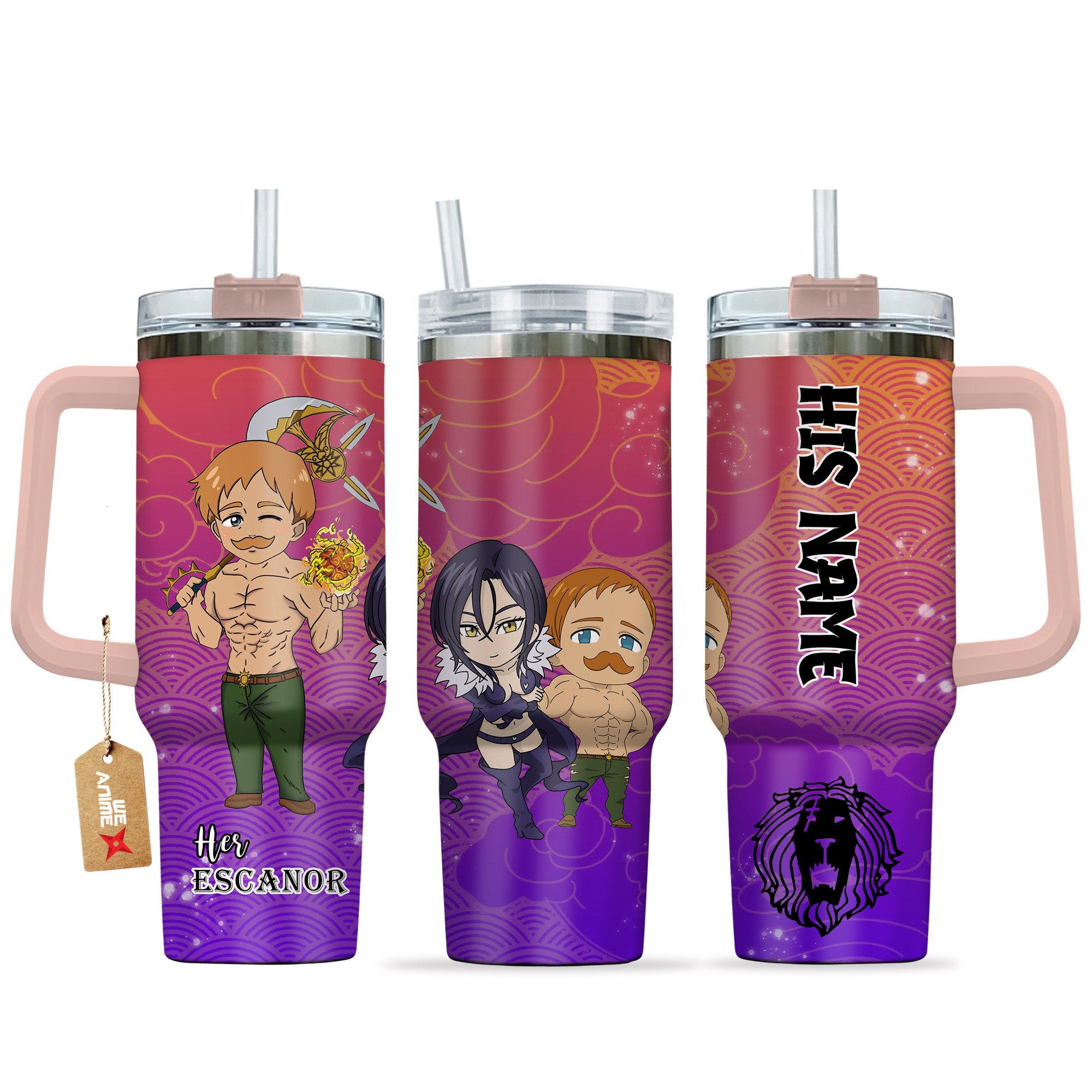 Escanor The Seven Deadly Sins Anime Valentine Custom Stanley Quencher 40oz Stainless Steel Tumbler With Handle