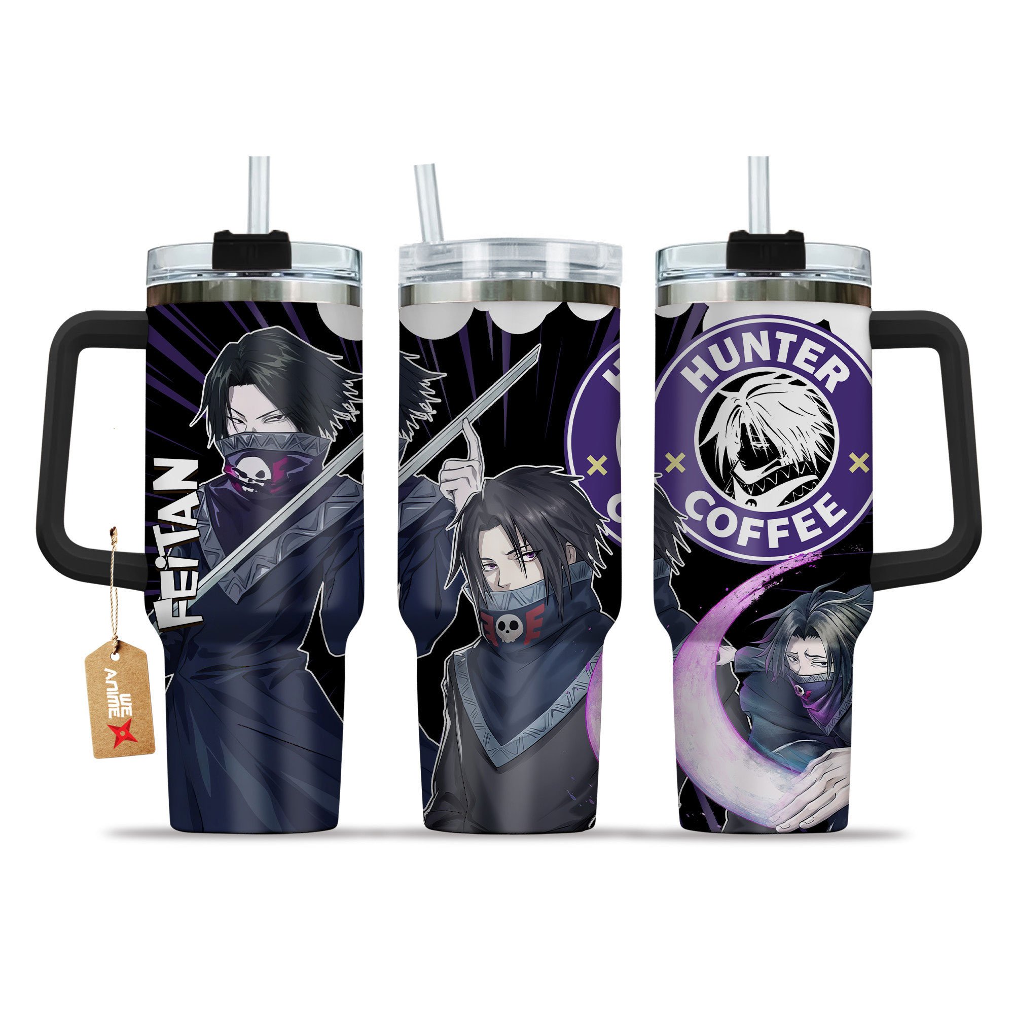 Feitan Portor Hunter x Hunter Anime Custom Stanley Quencher 40oz Stainless Steel Tumbler With Handle