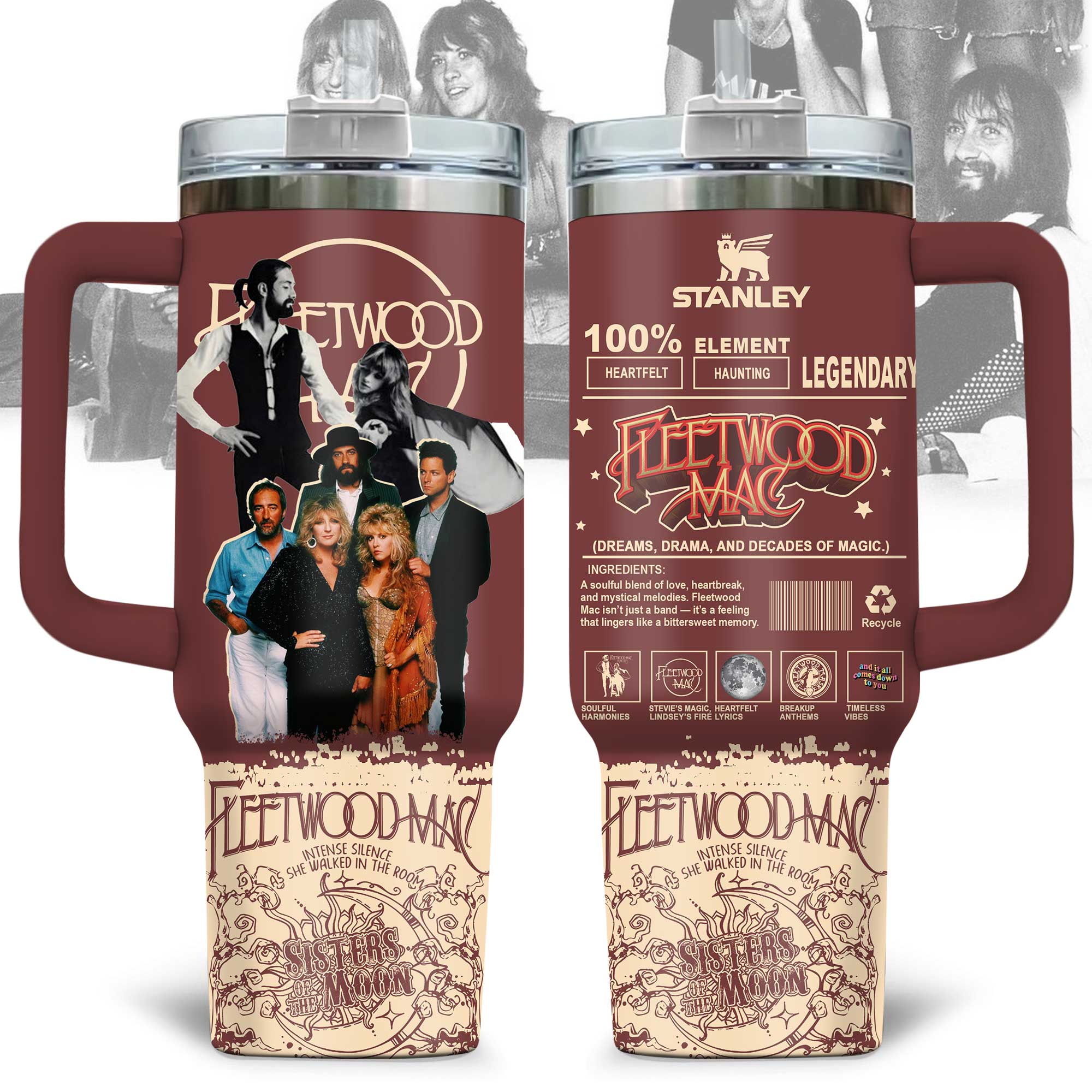 Fleetwood Mac Music Custom Stanley Quencher 40oz Stainless Steel Tumbler With Handle