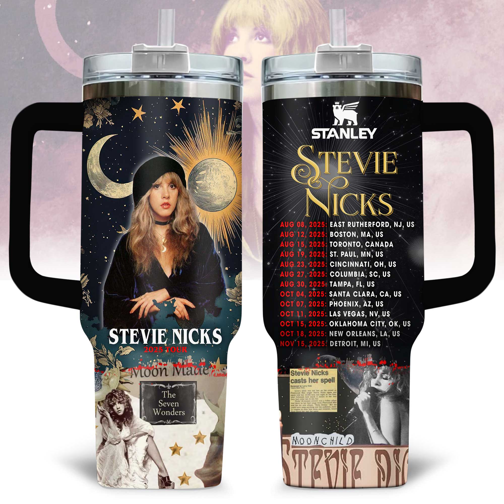 Fleetwood Mac Music Custom Stanley Quencher 40oz Stainless Steel Tumbler With Handle