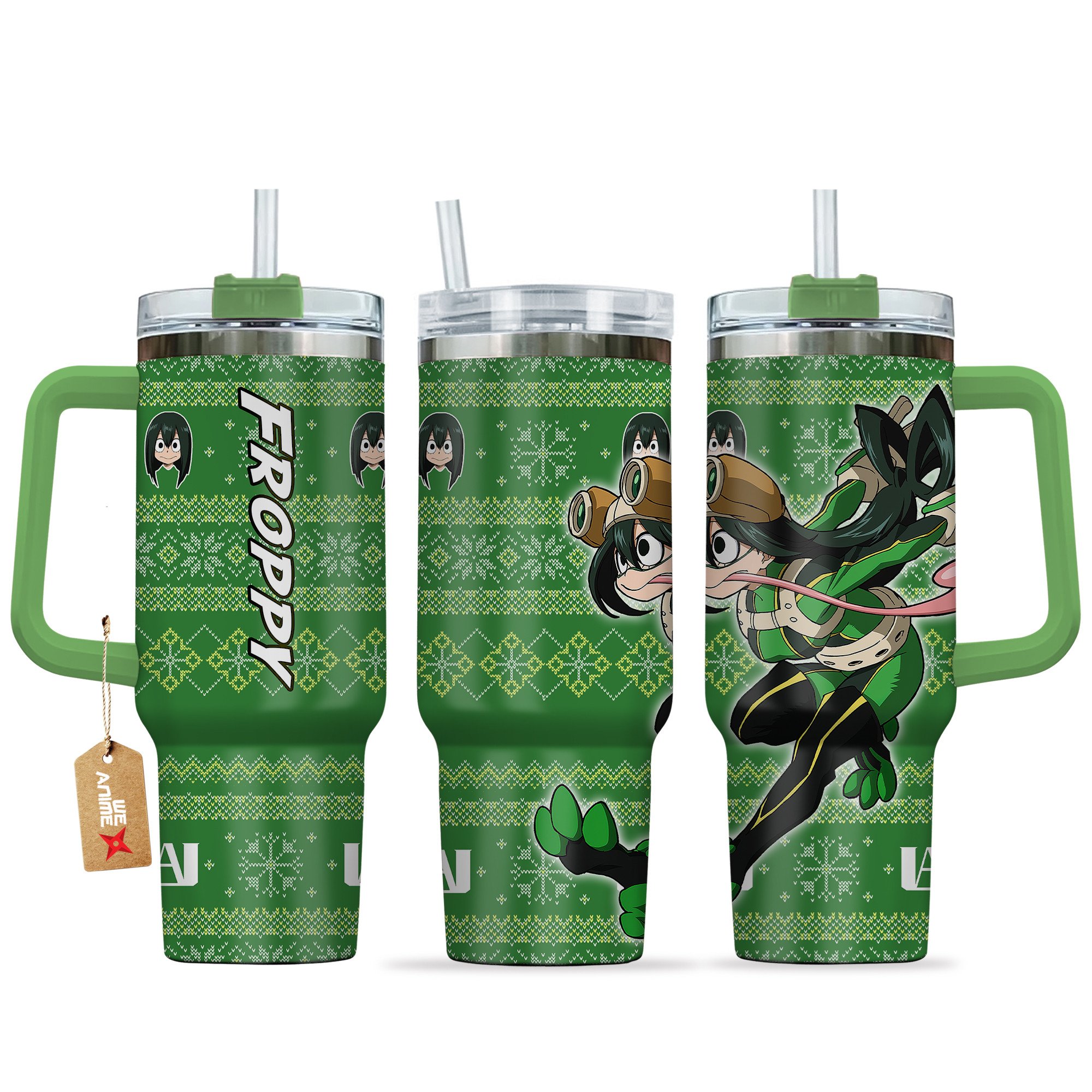 Froppy My Hero Academia Anime Custom Stanley Quencher 40oz Stainless Steel Tumbler With Handle