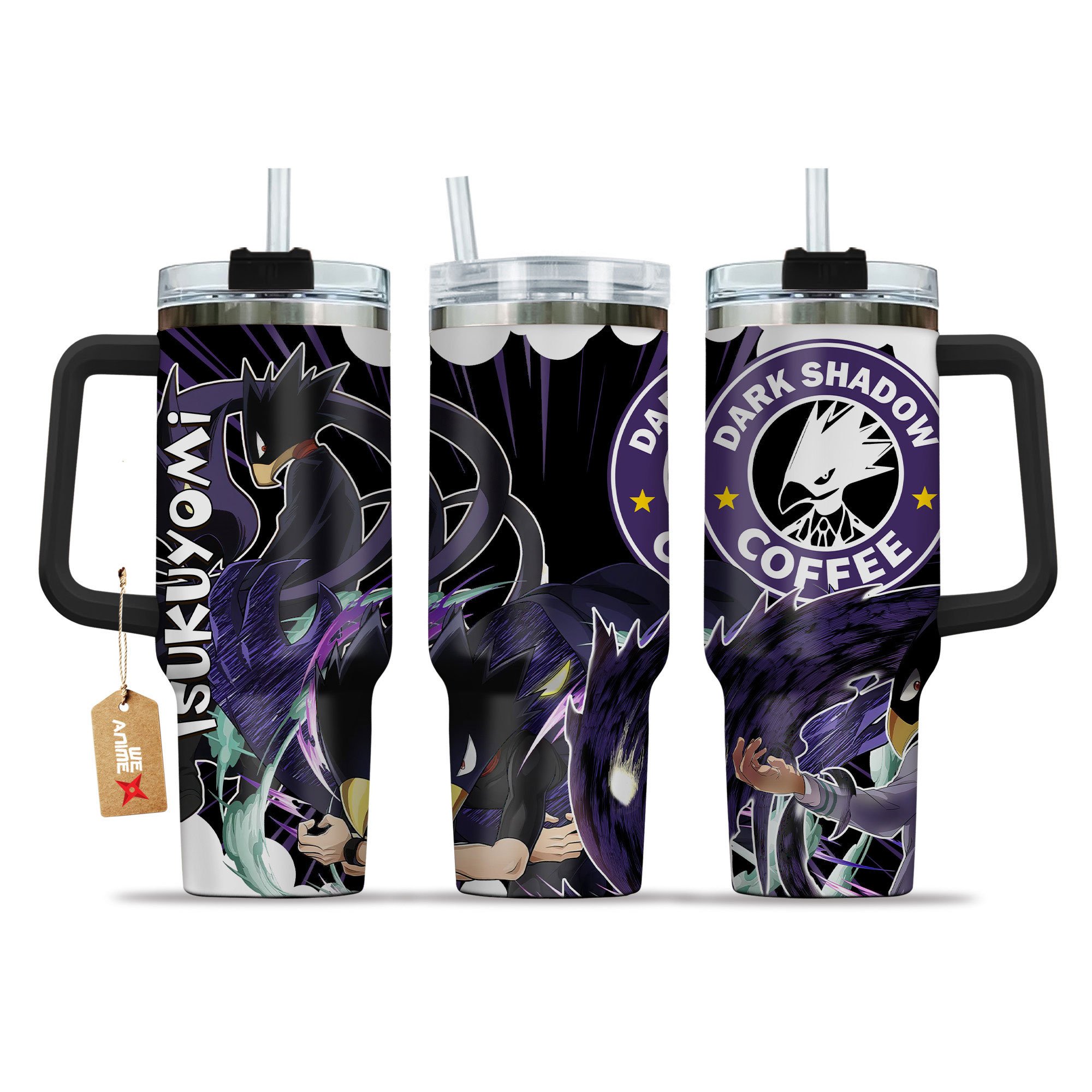 Fumikage Tokoyami (Tsukuyomi) My Hero Academia Anime Custom Stanley Quencher 40oz Stainless Steel Tumbler With Handle