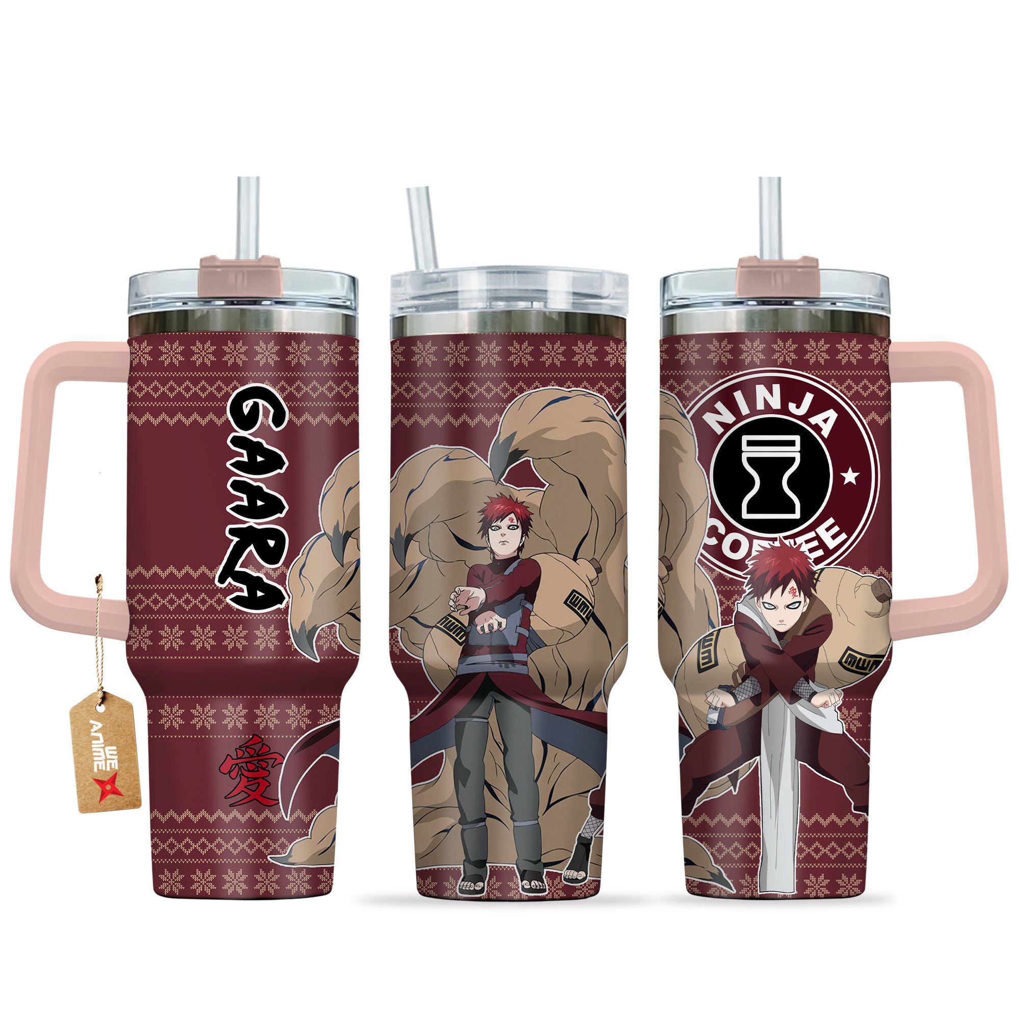 Gaara Naruto Anime Custom Stanley Quencher 40oz Stainless Steel Tumbler With Handle