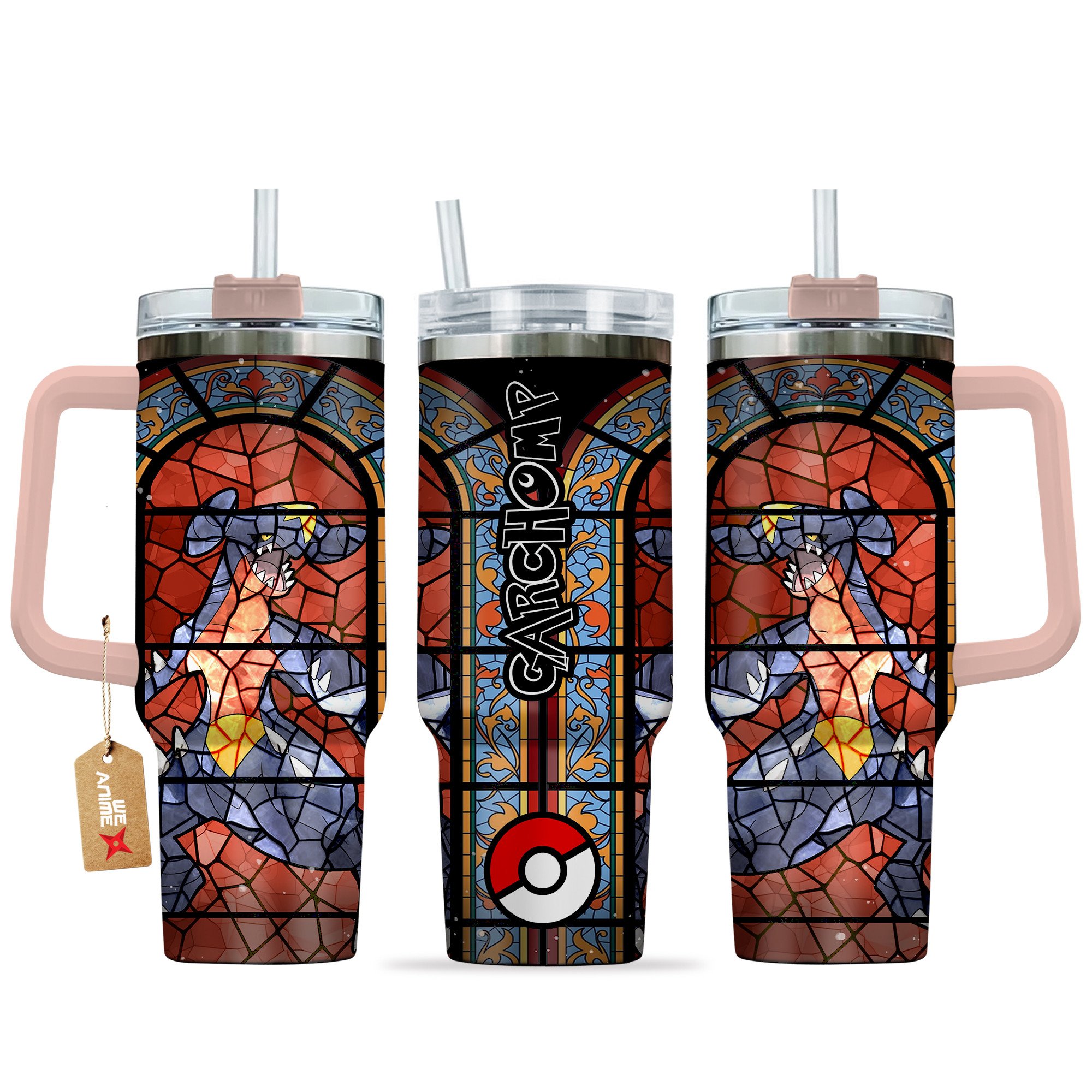 Garchomp Pokemon Anime Custom Stanley Quencher 40oz Stainless Steel Tumbler With Handle