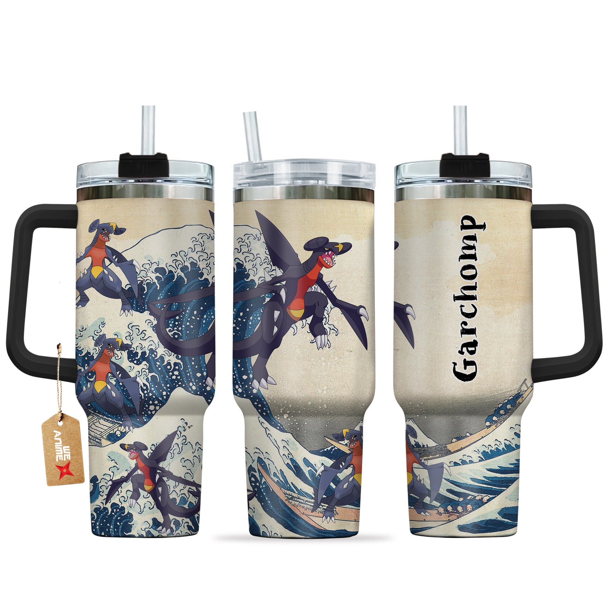 Garchomp Pokemon Anime Custom Stanley Quencher 40oz Stainless Steel Tumbler With Handle