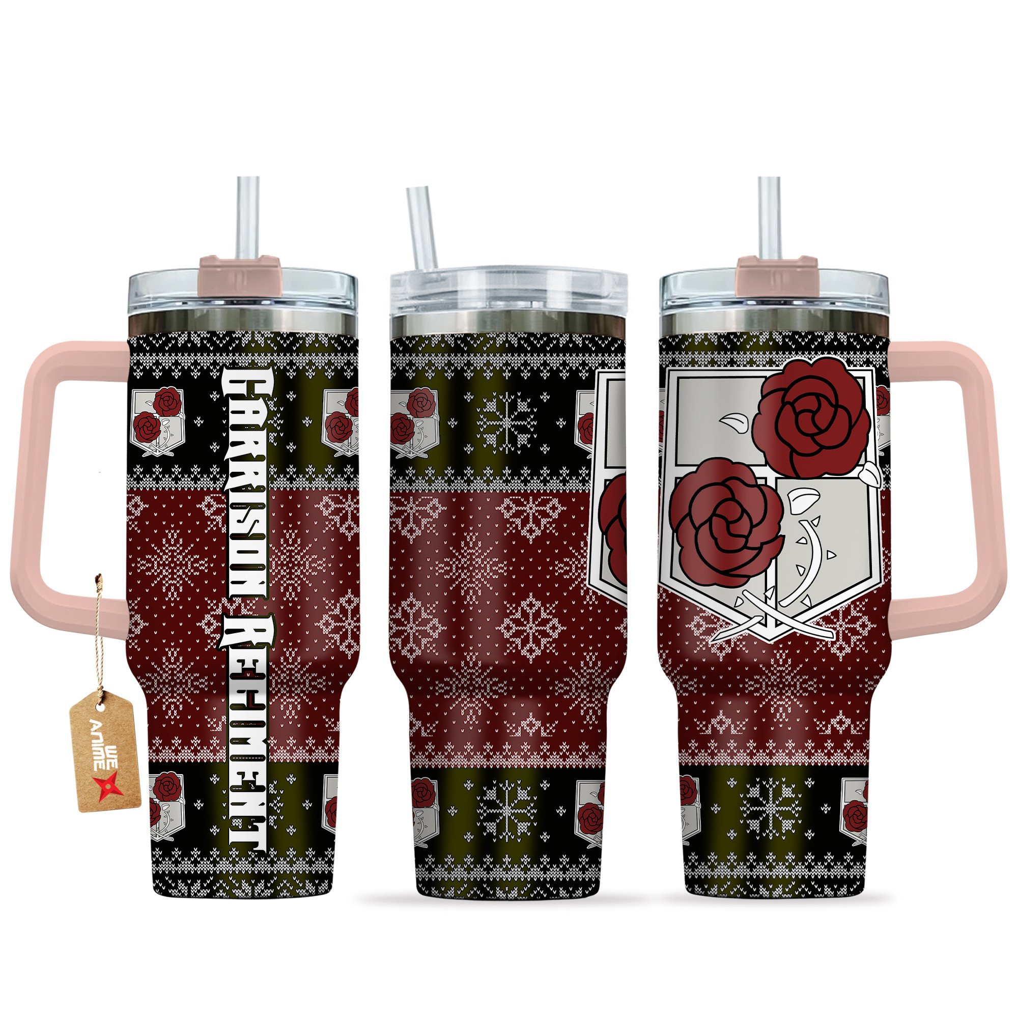 Garrison Regiment Attack on Titan Anime Custom Stanley Quencher 40oz Stainless Steel Tumbler With Handle