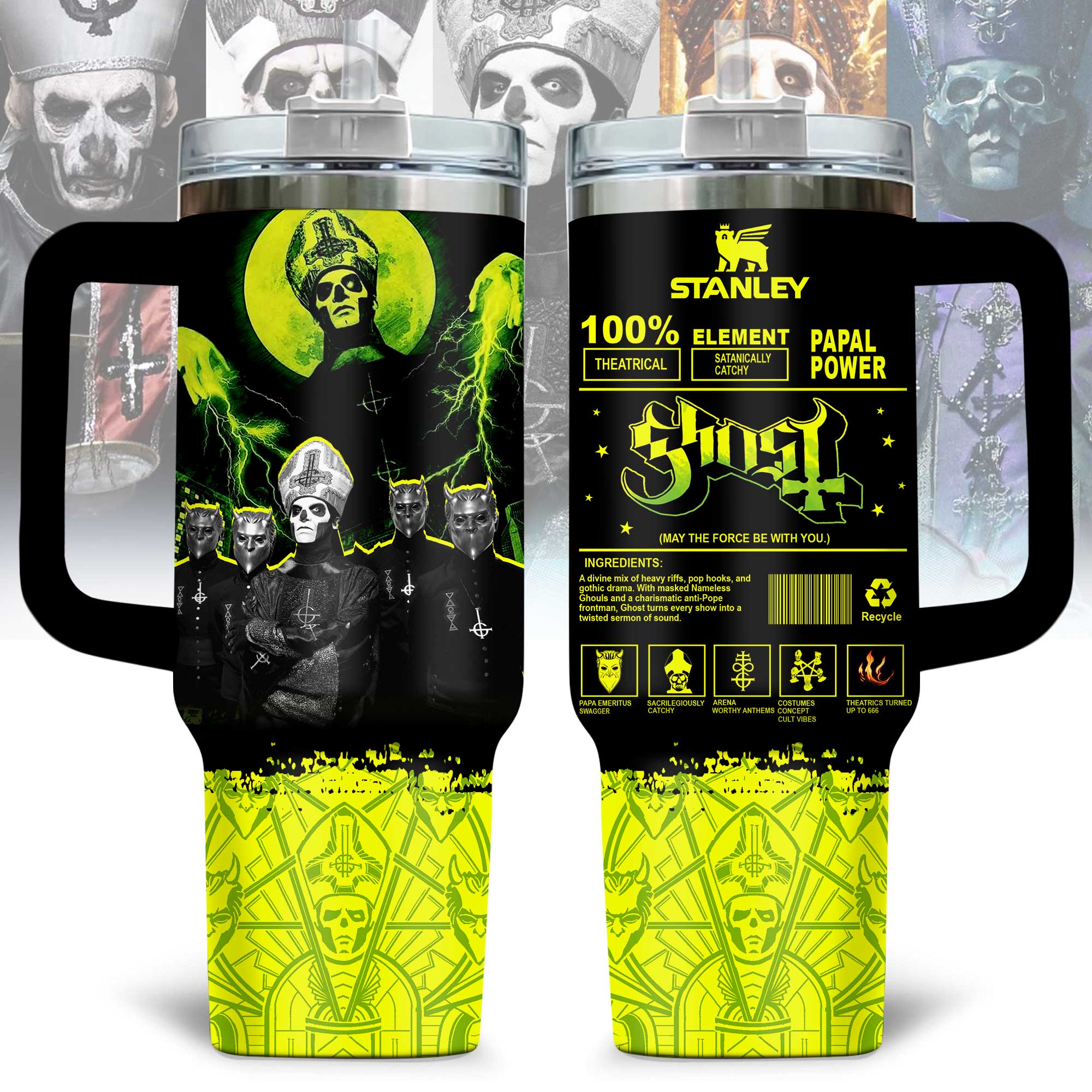 Ghost Music Custom Stanley Quencher 40oz Stainless Steel Tumbler With Handle