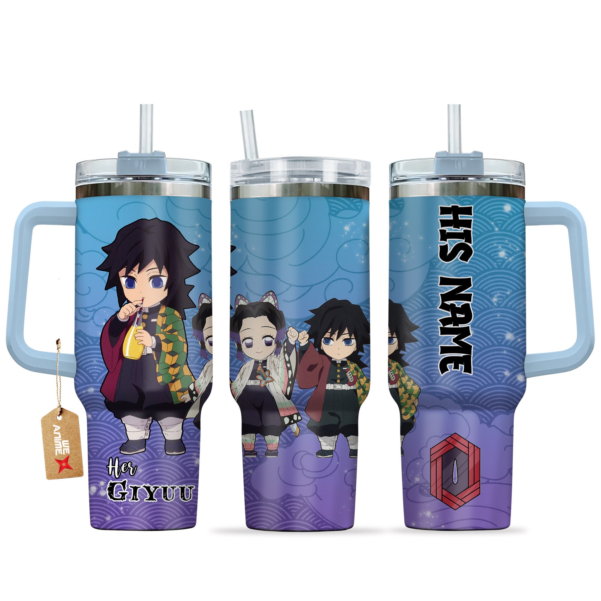 Giyu Tomioka Demon Slayer Anime Valentine Custom Stanley Quencher 40oz Stainless Steel Tumbler With Handle