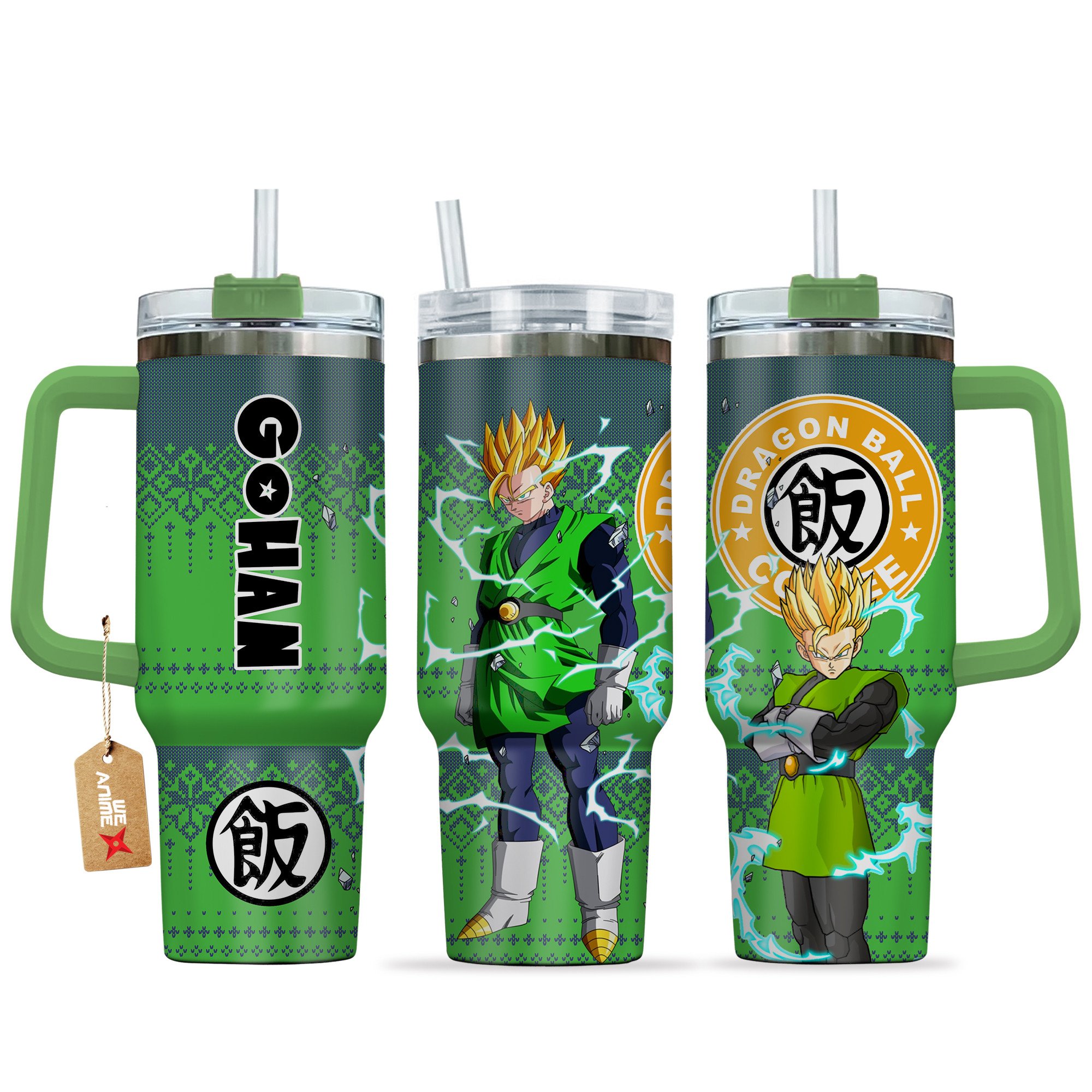 Gohan Adult Super Saiyan Dragon Ball Z Anime Custom Stanley Quencher 40oz Stainless Steel Tumbler With Handle