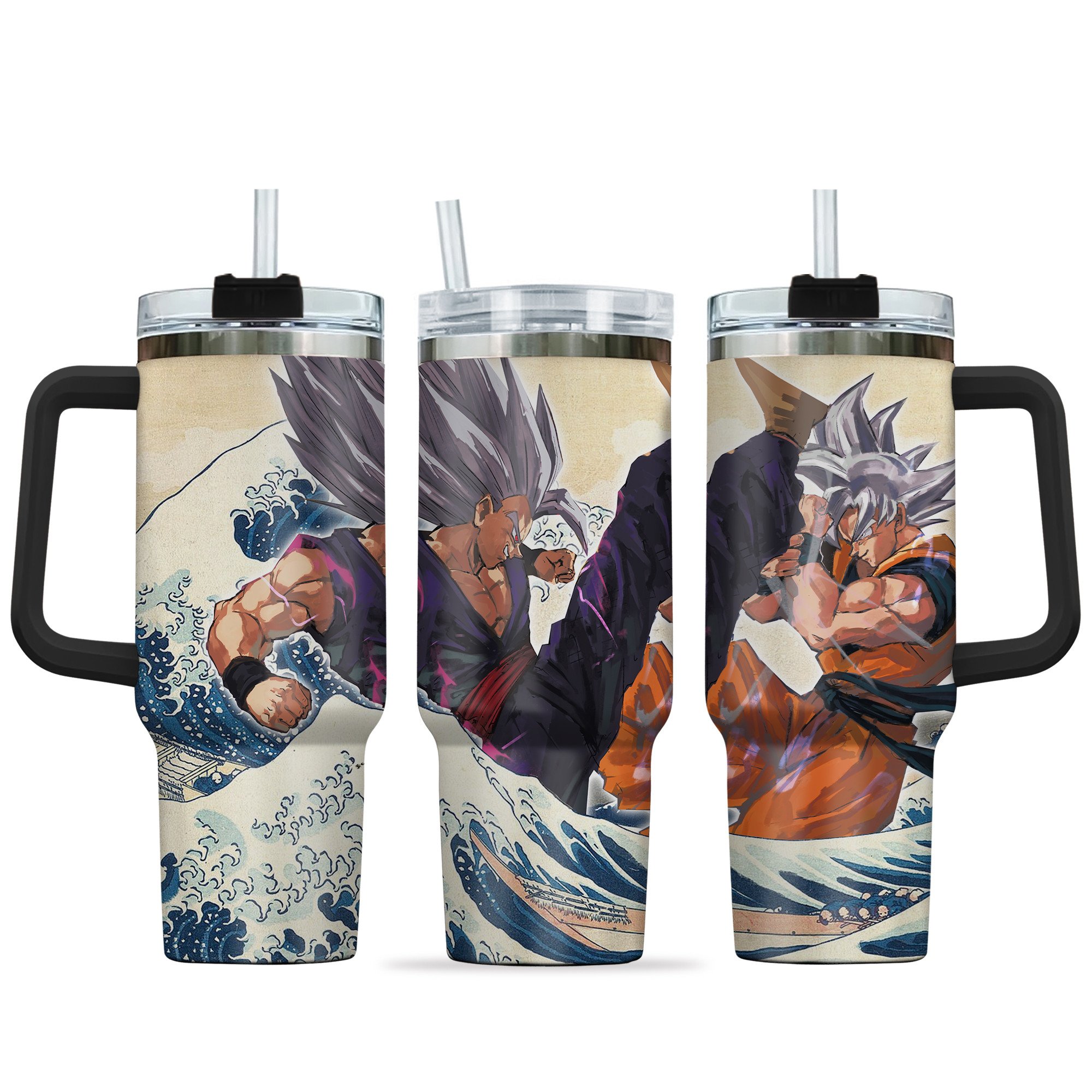 Gohan x Goku Dragon Ball Anime Custom Stanley Quencher 40oz Stainless Steel Tumbler With Handle