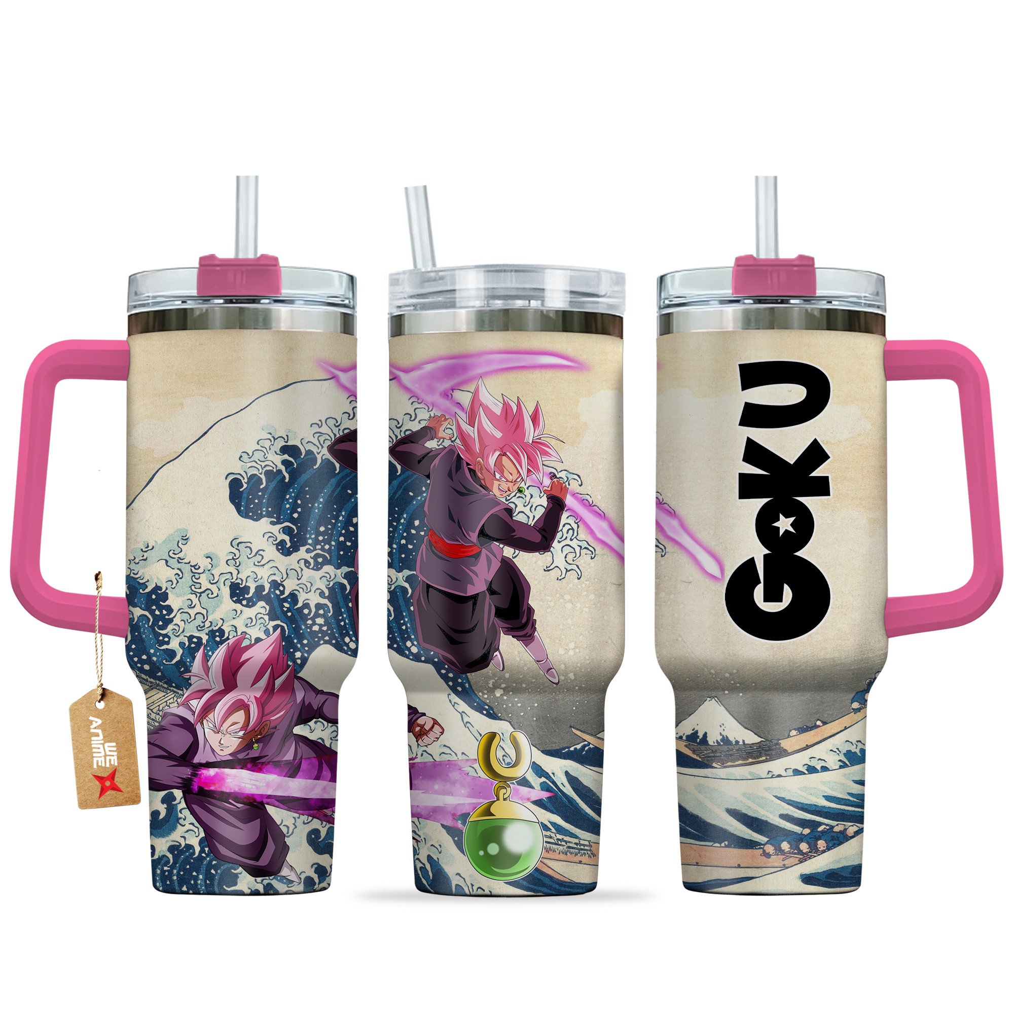 Goku Black Rose Dragon Ball Anime Custom Stanley Quencher 40oz Stainless Steel Tumbler With Handle