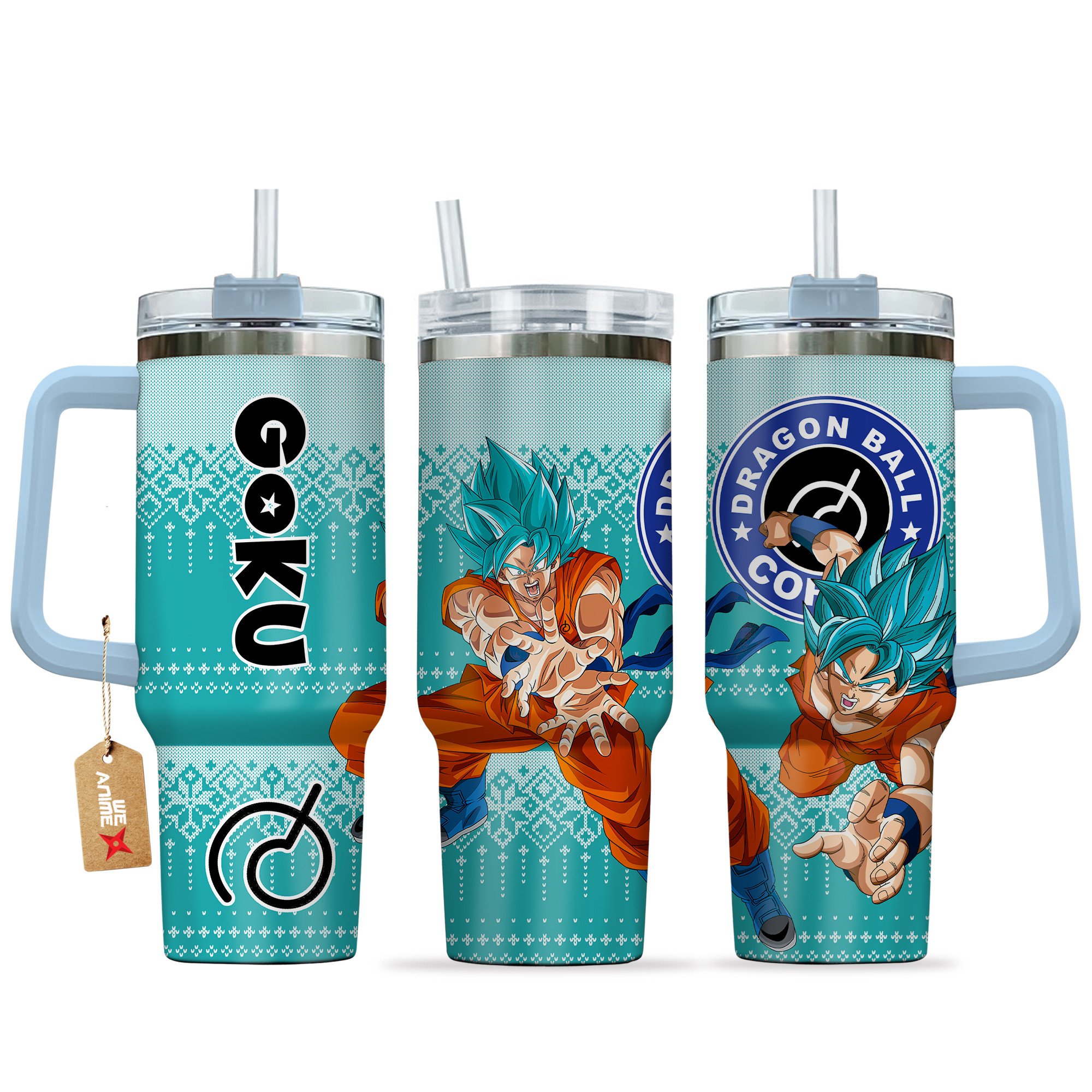 Goku Blue Dragon Ball Anime Custom Stanley Quencher 40oz Stainless Steel Tumbler With Handle
