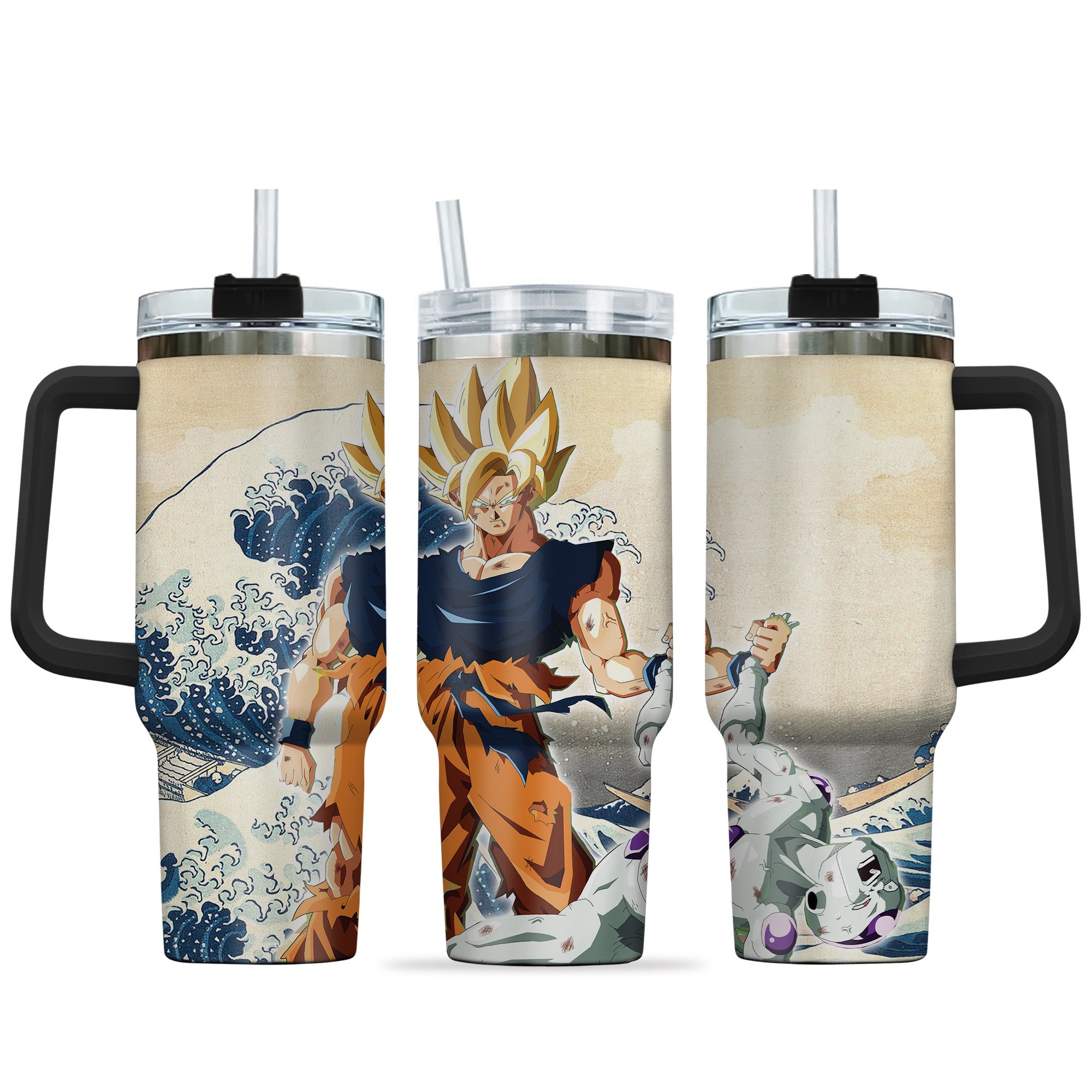 Goku Super Saiyan Dragon Ball Anime Custom Stanley Quencher 40oz Stainless Steel Tumbler With Handle