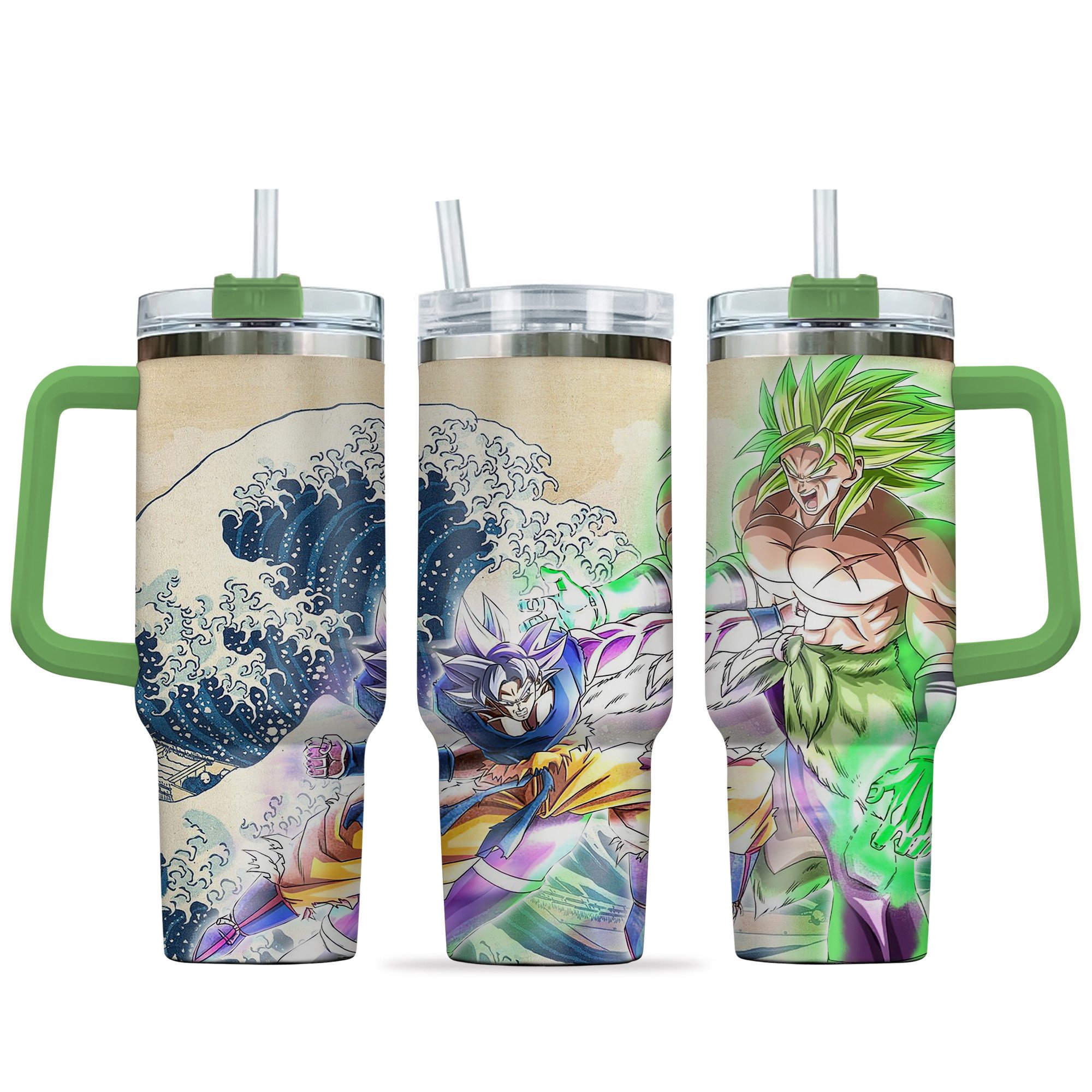 Goku x Broly Dragon Ball Anime Custom Stanley Quencher 40oz Stainless Steel Tumbler With Handle
