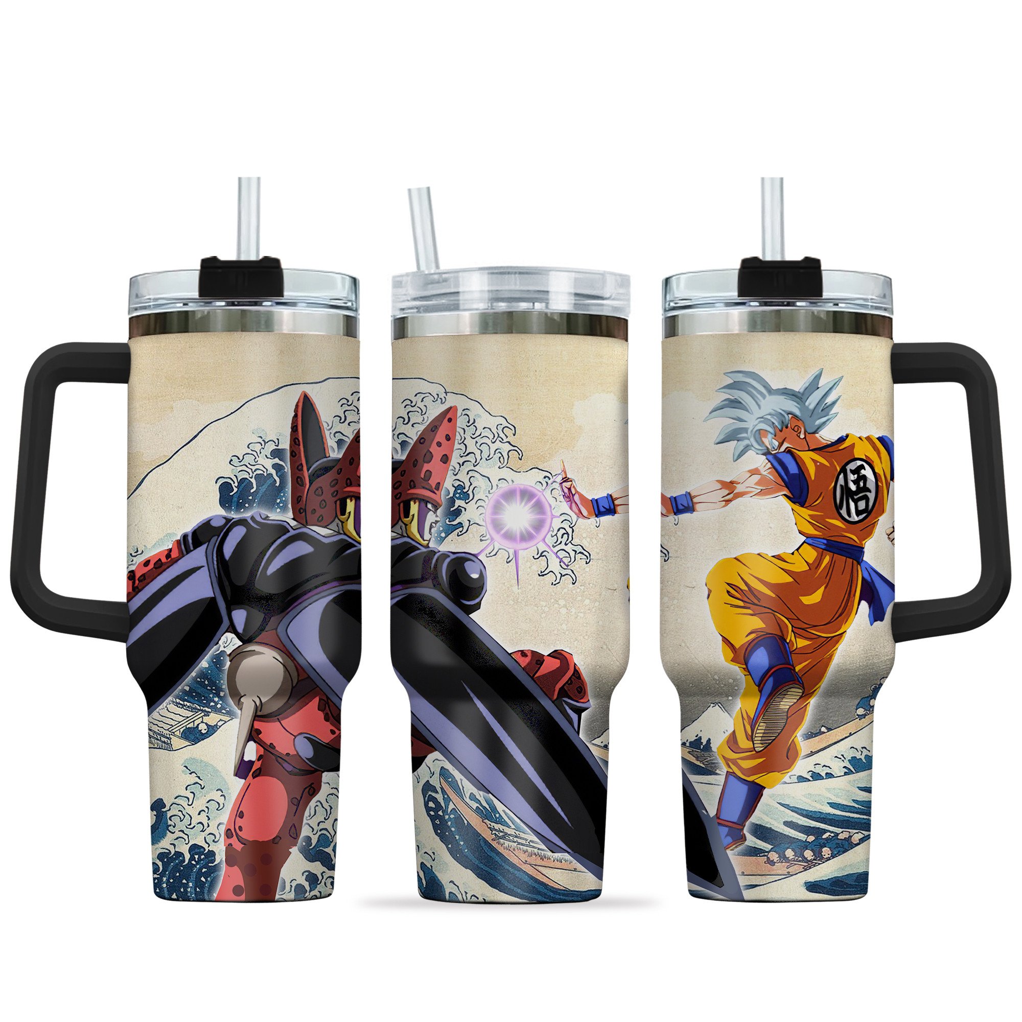 Goku x Cell Max Dragon Ball Anime Custom Stanley Quencher 40oz Stainless Steel Tumbler With Handle