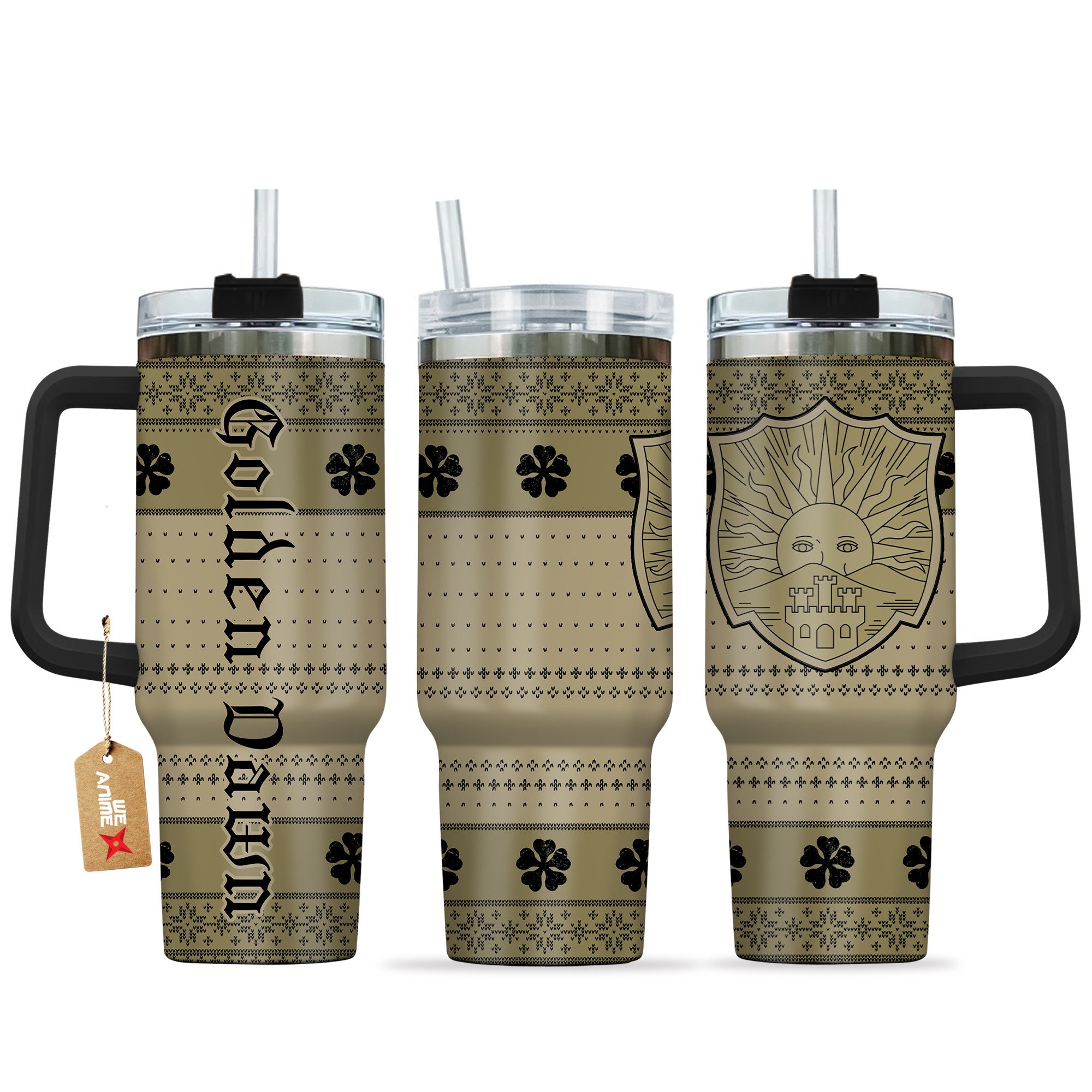 Golden Dawn Black Clover Anime Custom Stanley Quencher 40oz Stainless Steel Tumbler With Handle
