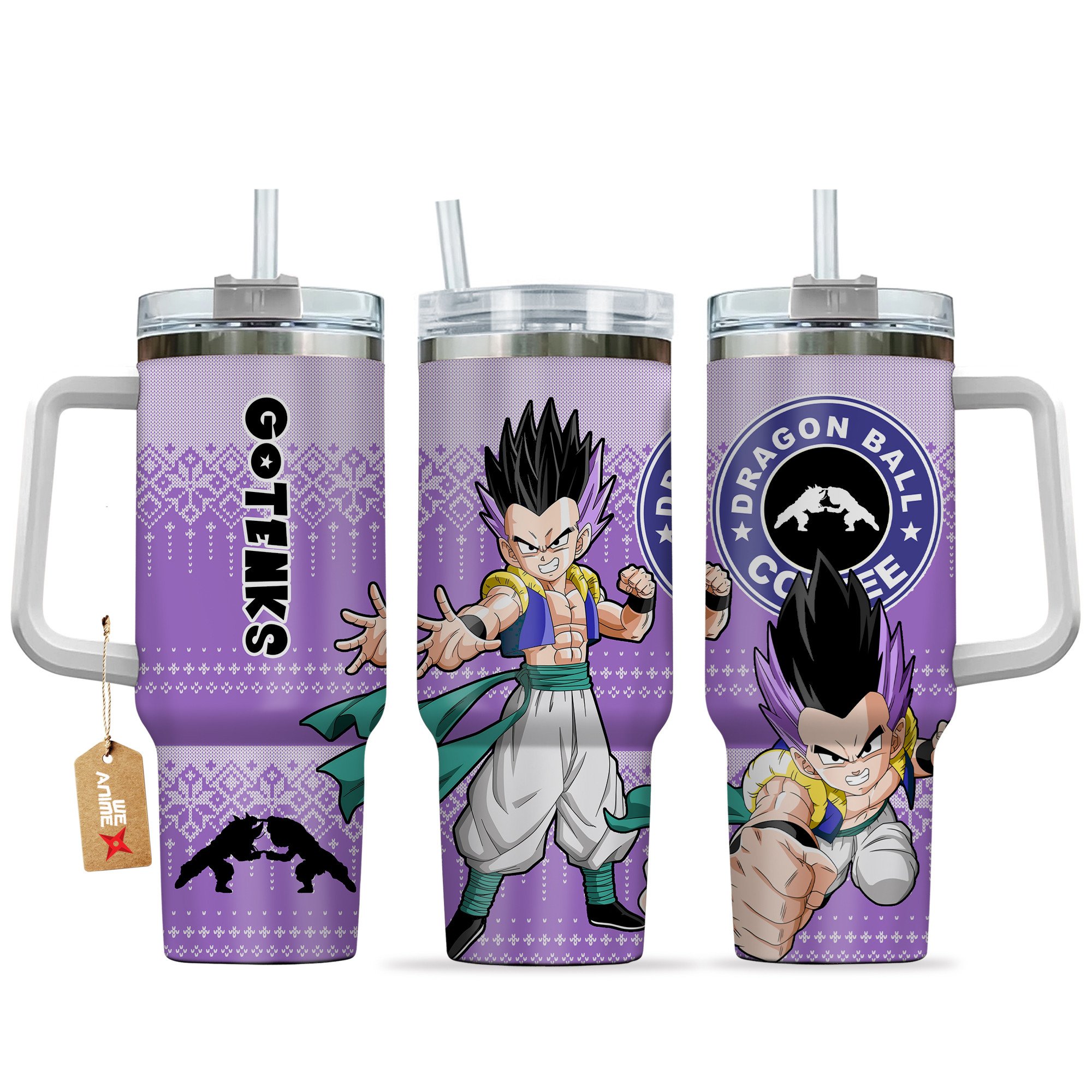 Gotenks Dragon Ball Z Anime Custom Stanley Quencher 40oz Stainless Steel Tumbler With Handle